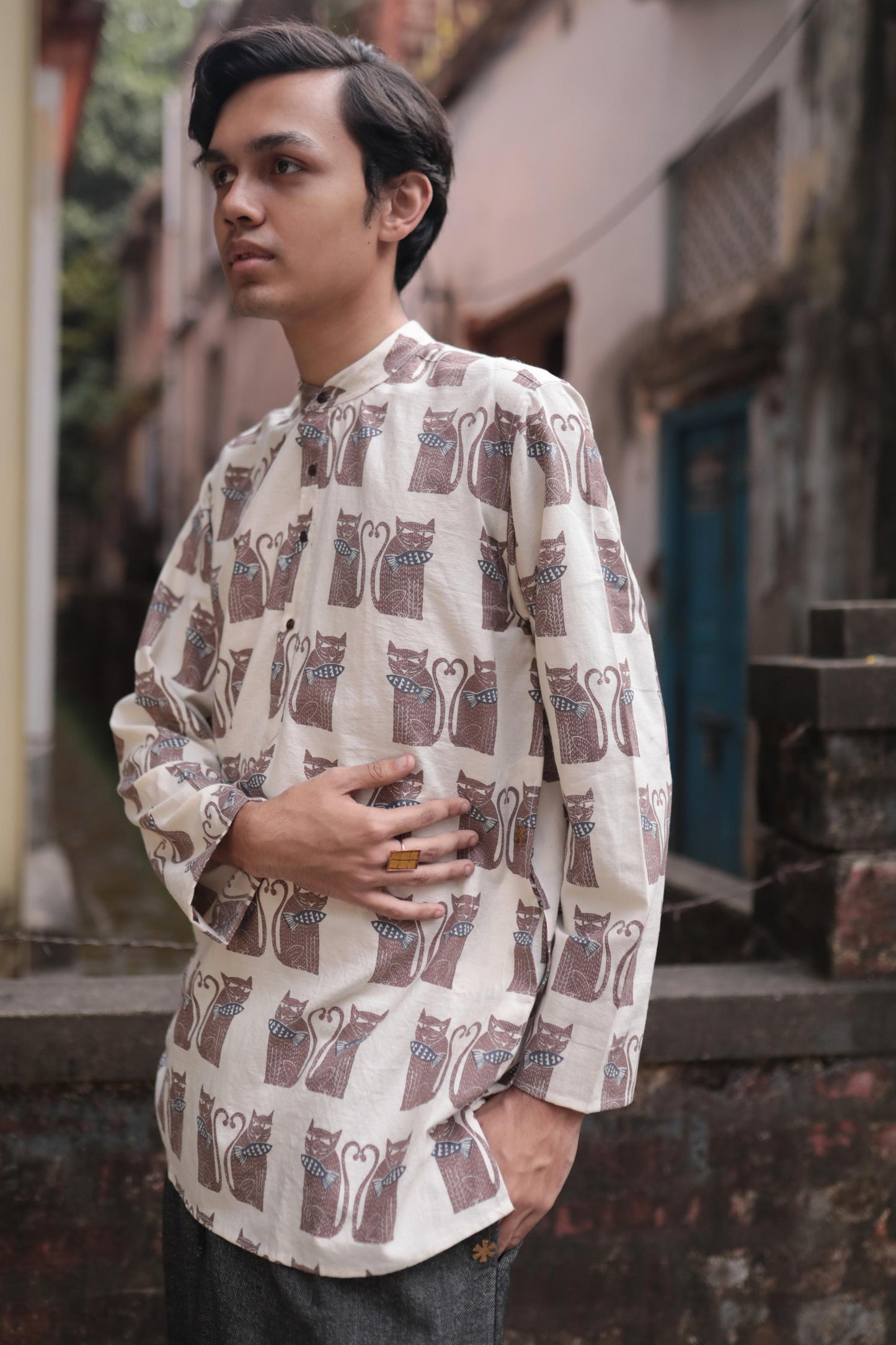 cat fish short kurta / full sleeve