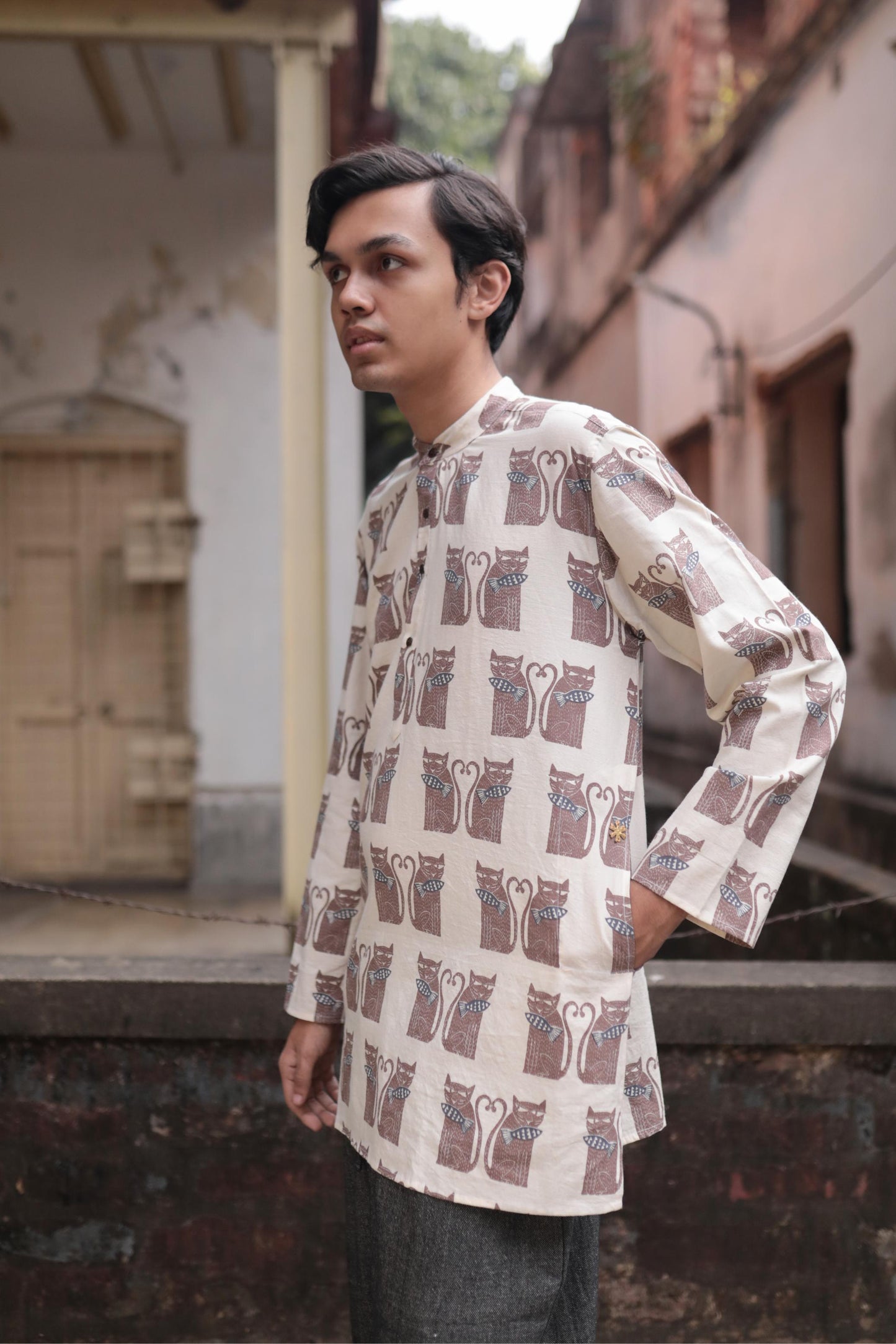 cat fish short kurta / full sleeve