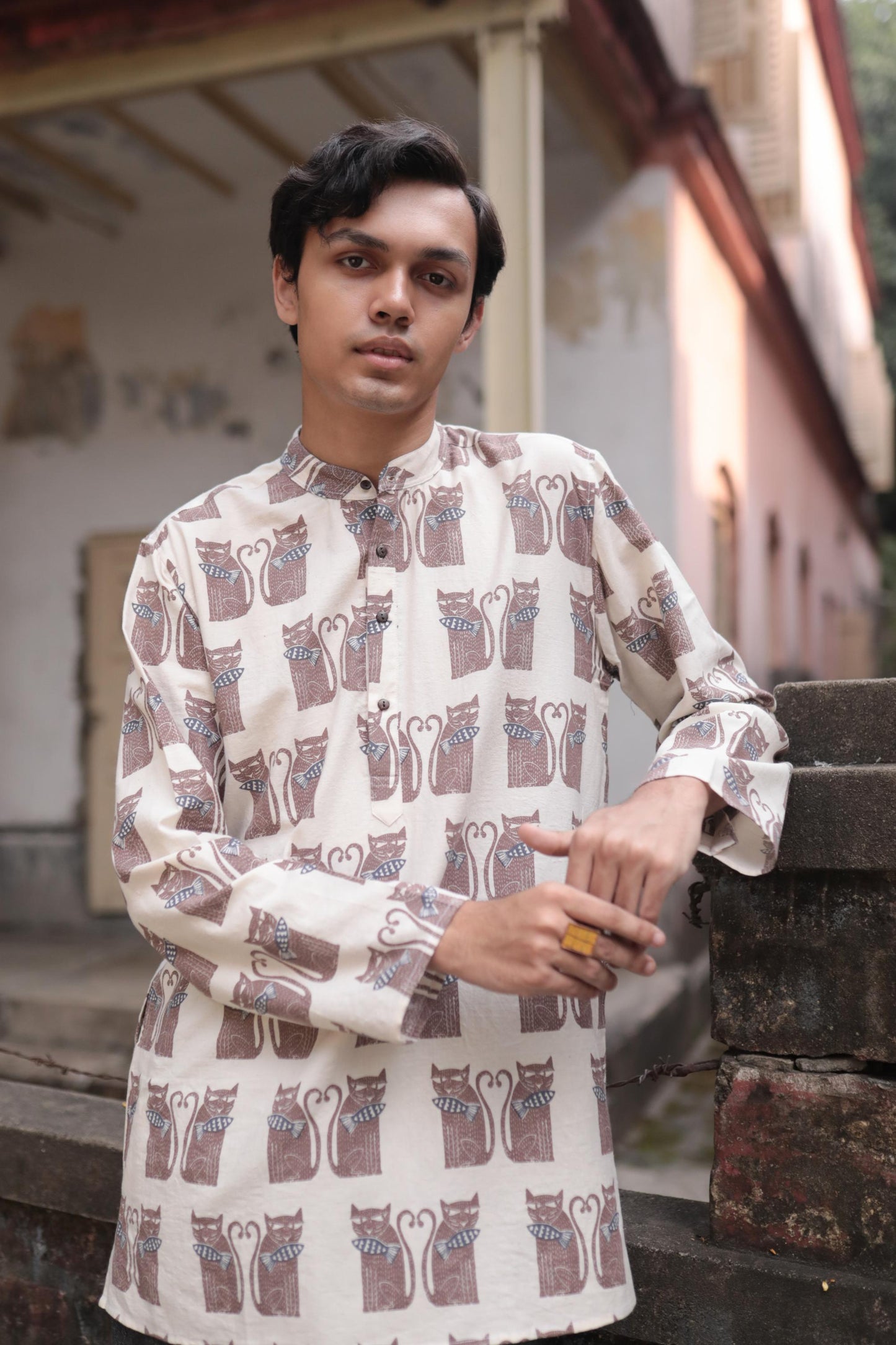 cat fish short kurta / full sleeve