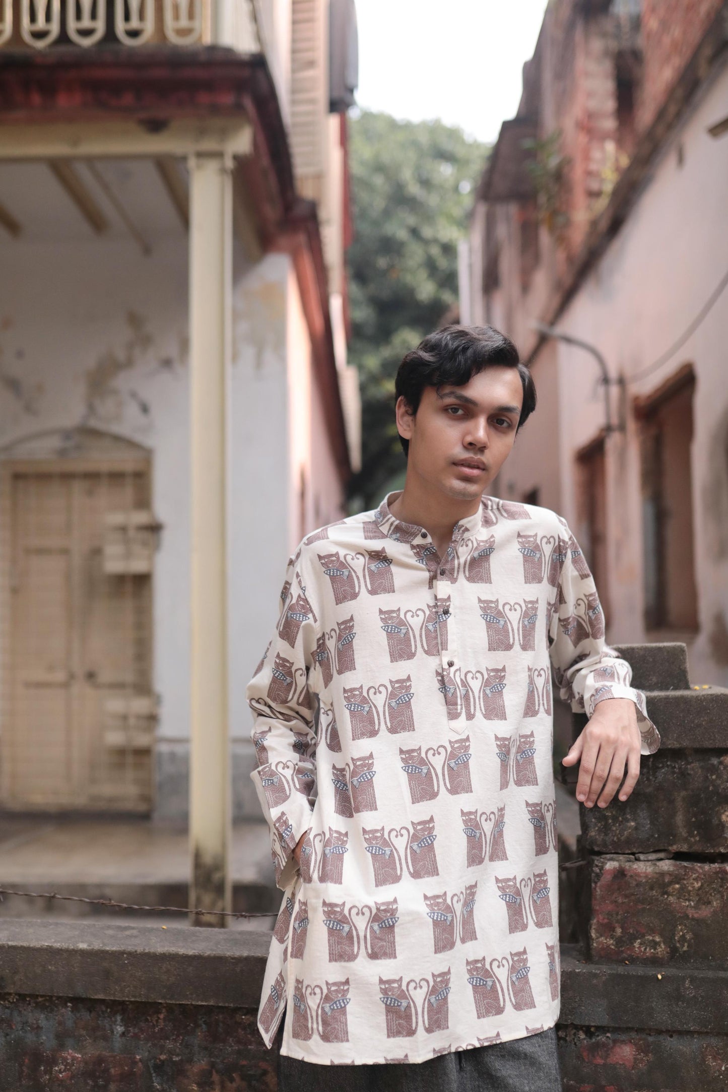 cat fish short kurta / full sleeve