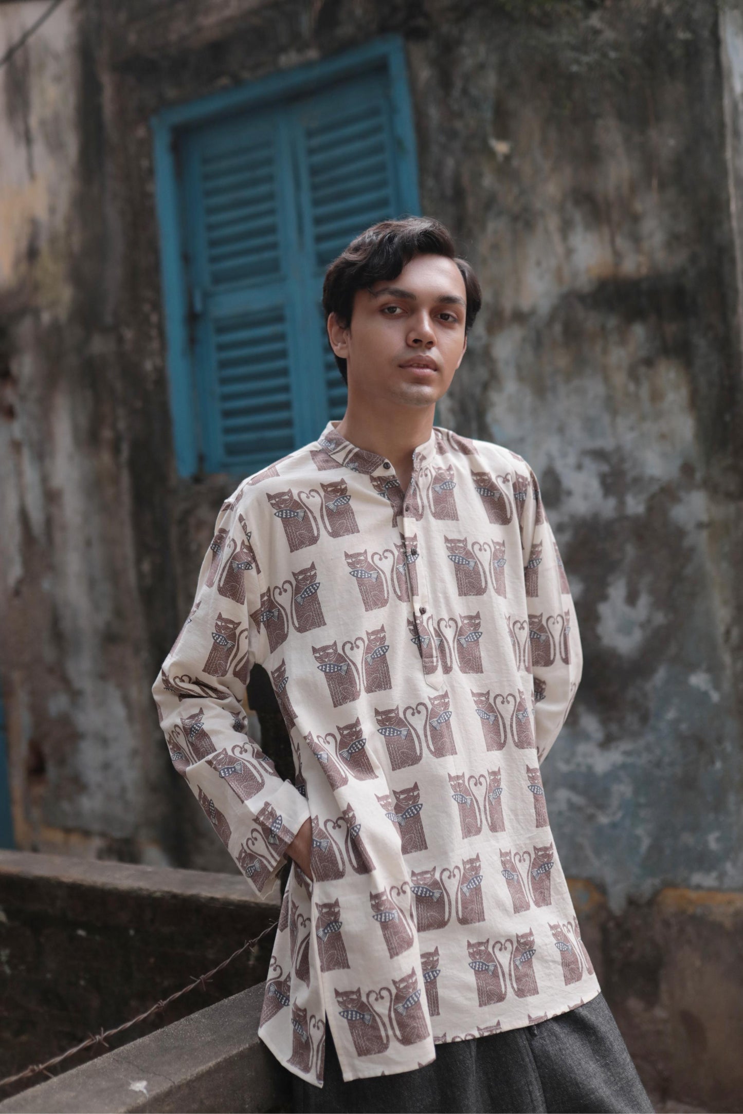 cat fish short kurta / full sleeve