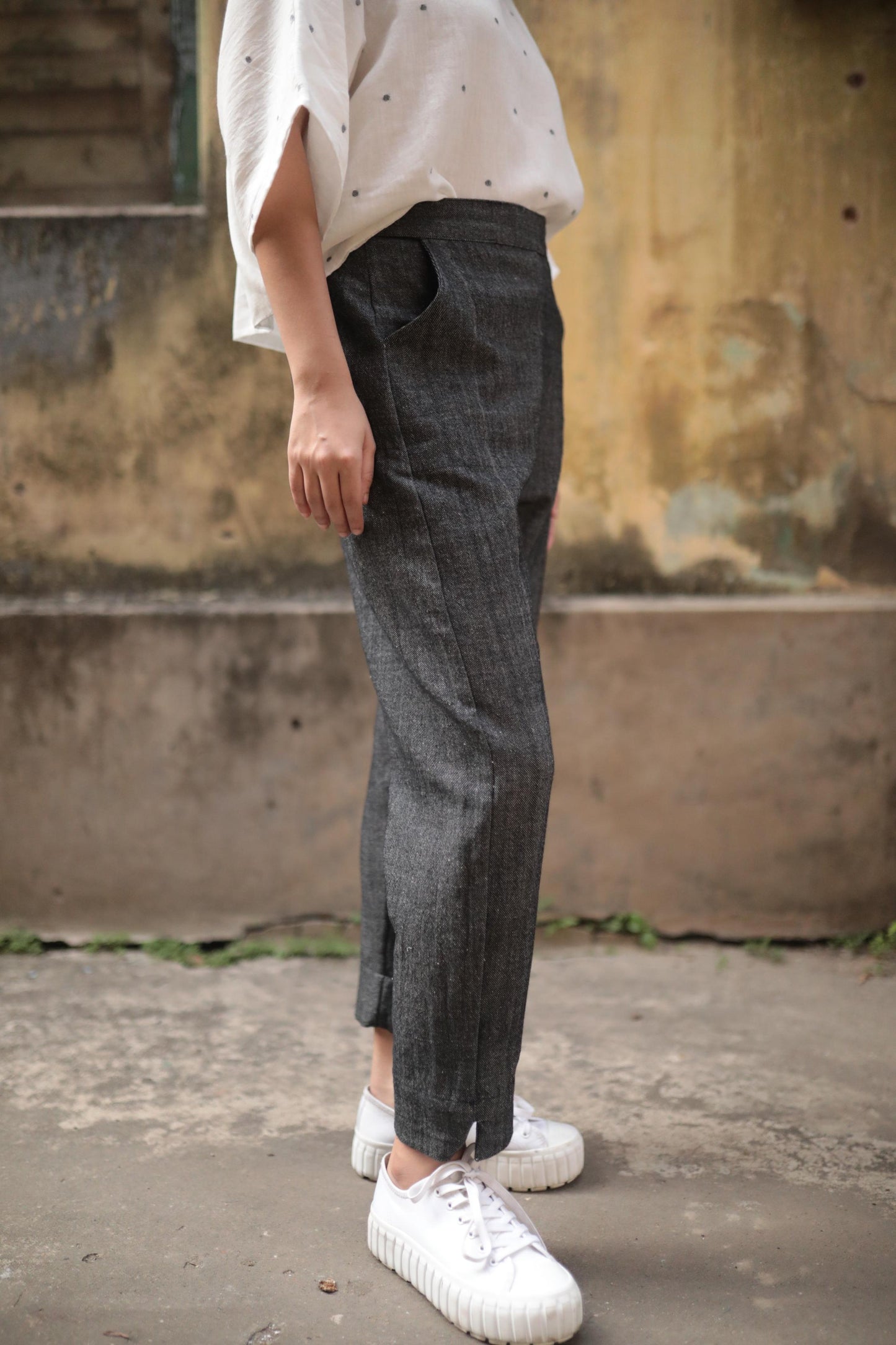 the denim pencil pants