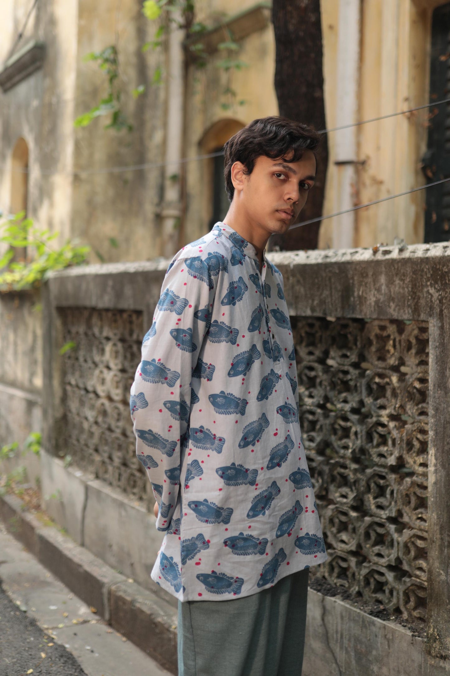 phish fish short Kurta - full sleeve