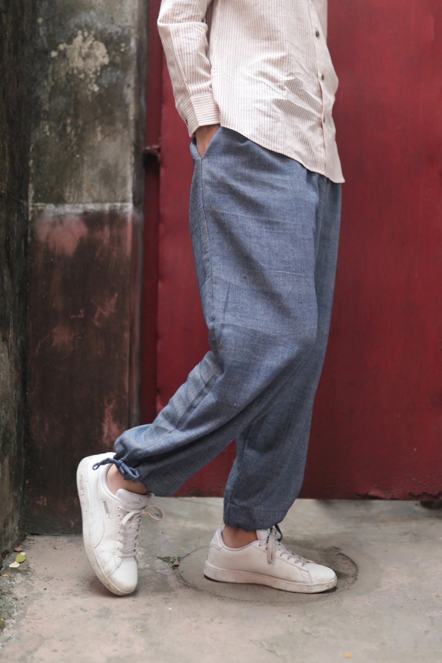 drawstring pants /denim blue