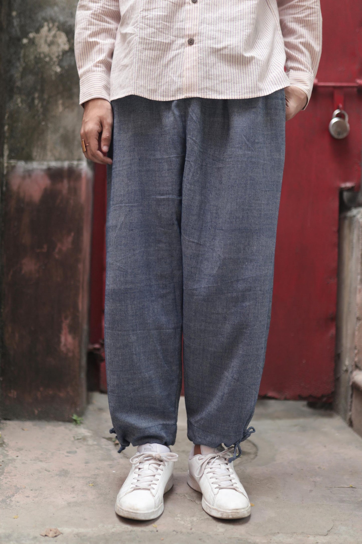 drawstring pants /denim blue