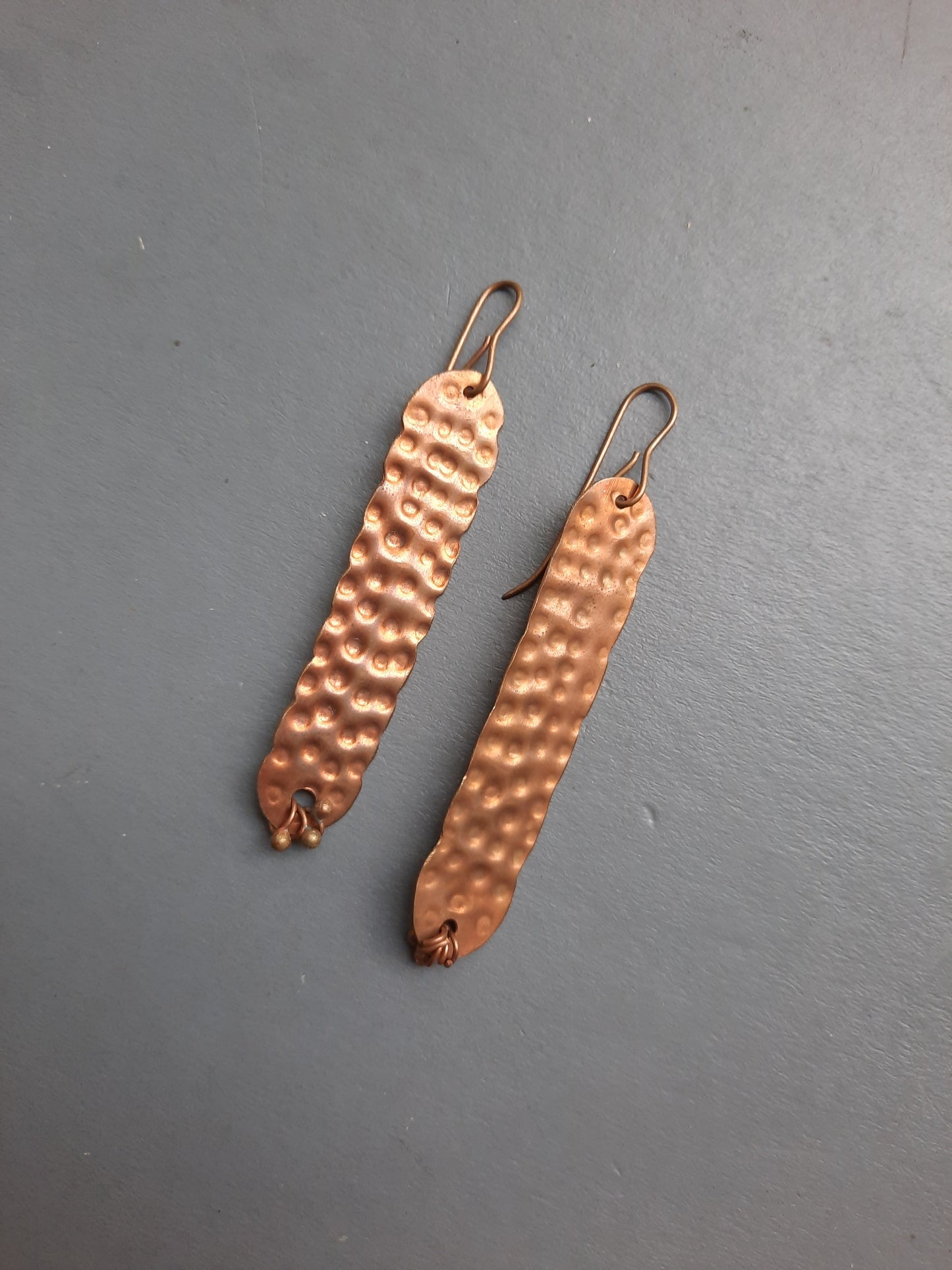 beaten copper flat earrings