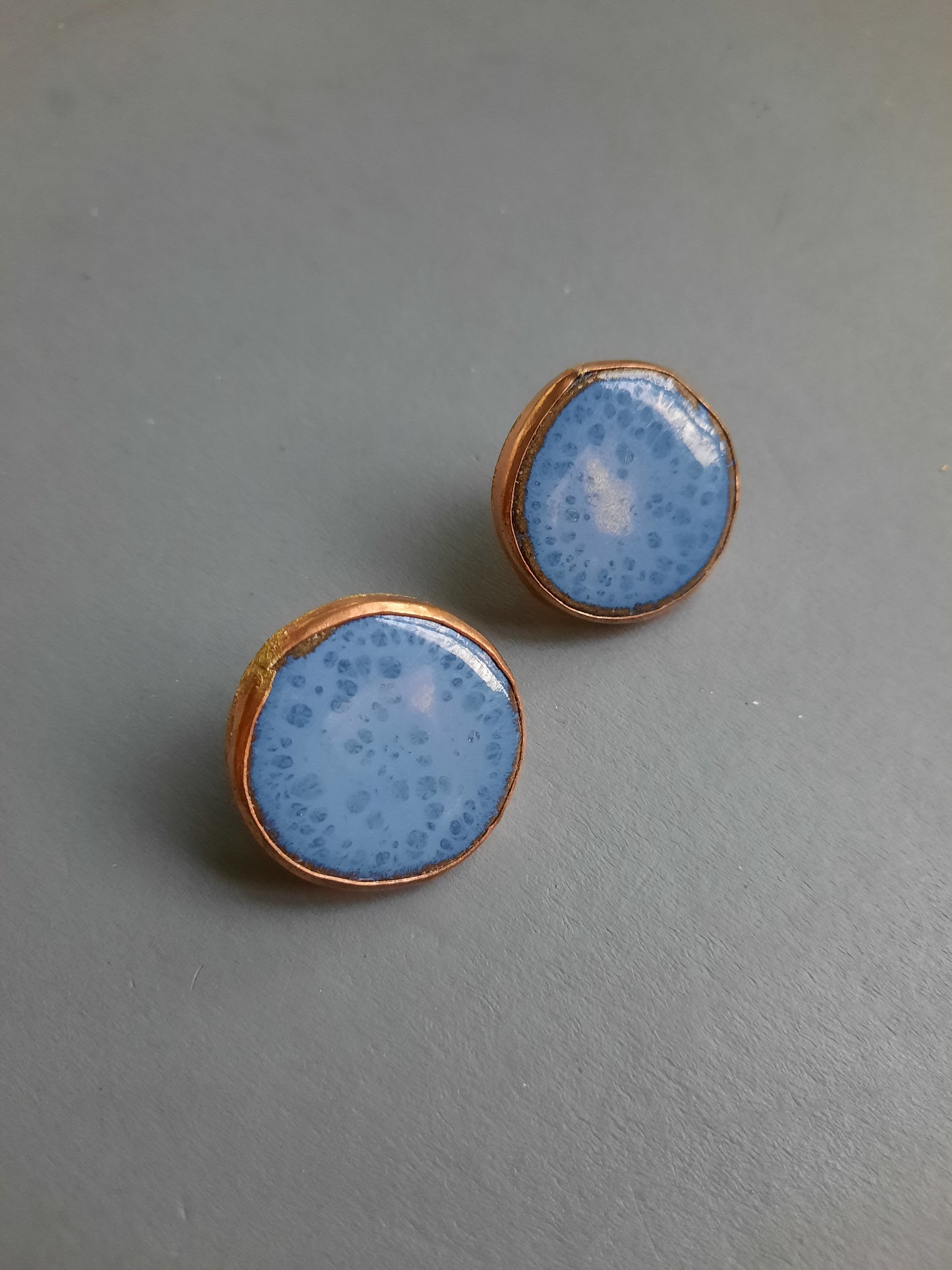 copper cera stud earrings
