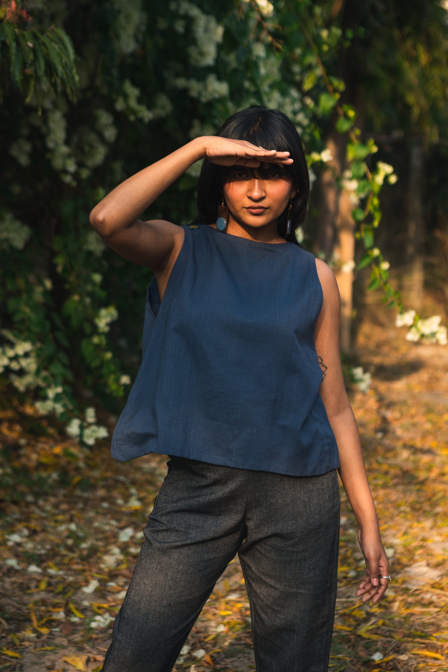 dusty blue crop top