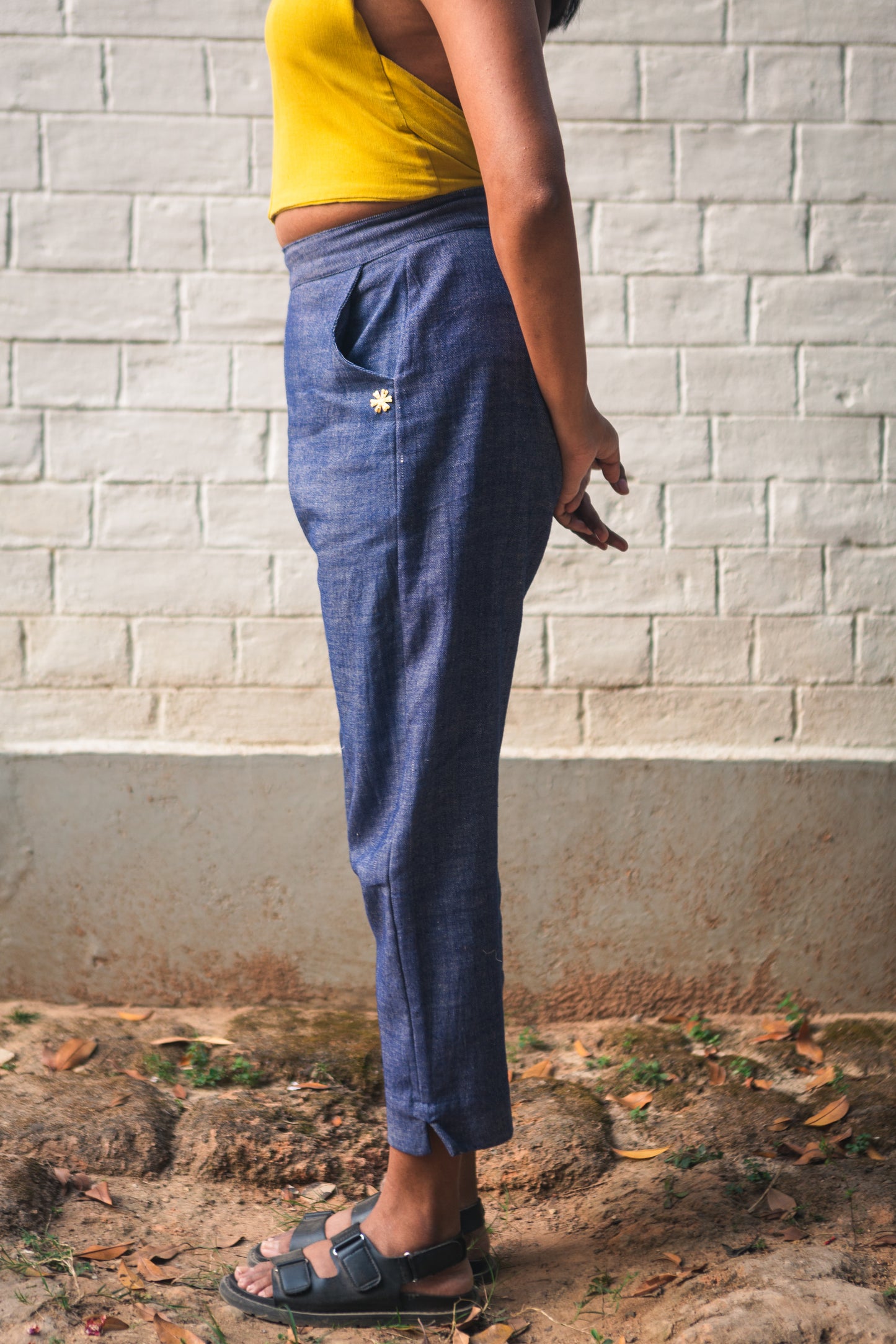 denim blue pencil pants