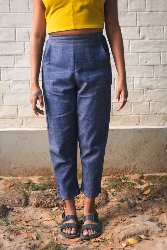 denim blue pencil pants