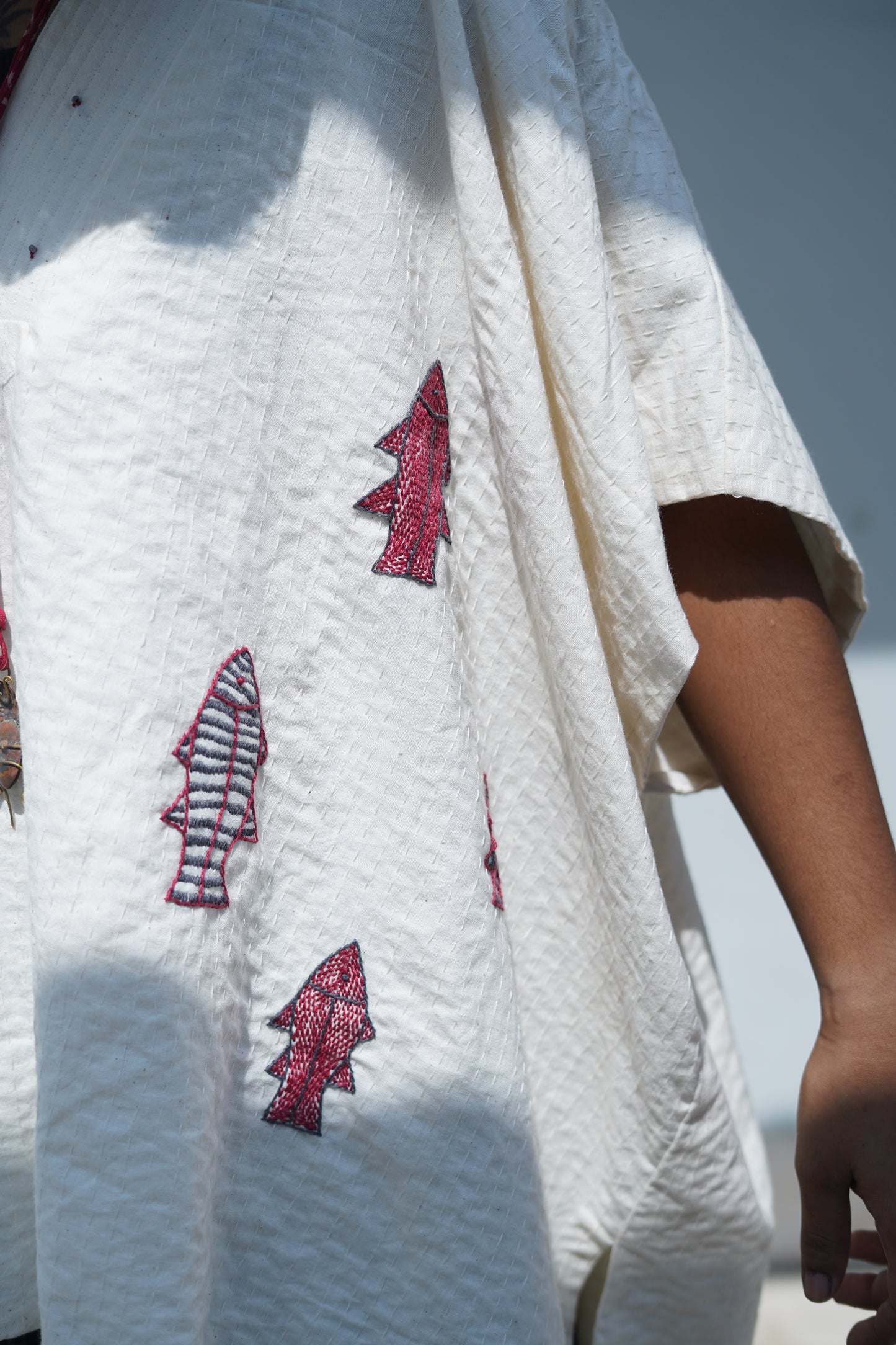 khadi kantha v-neck kimono