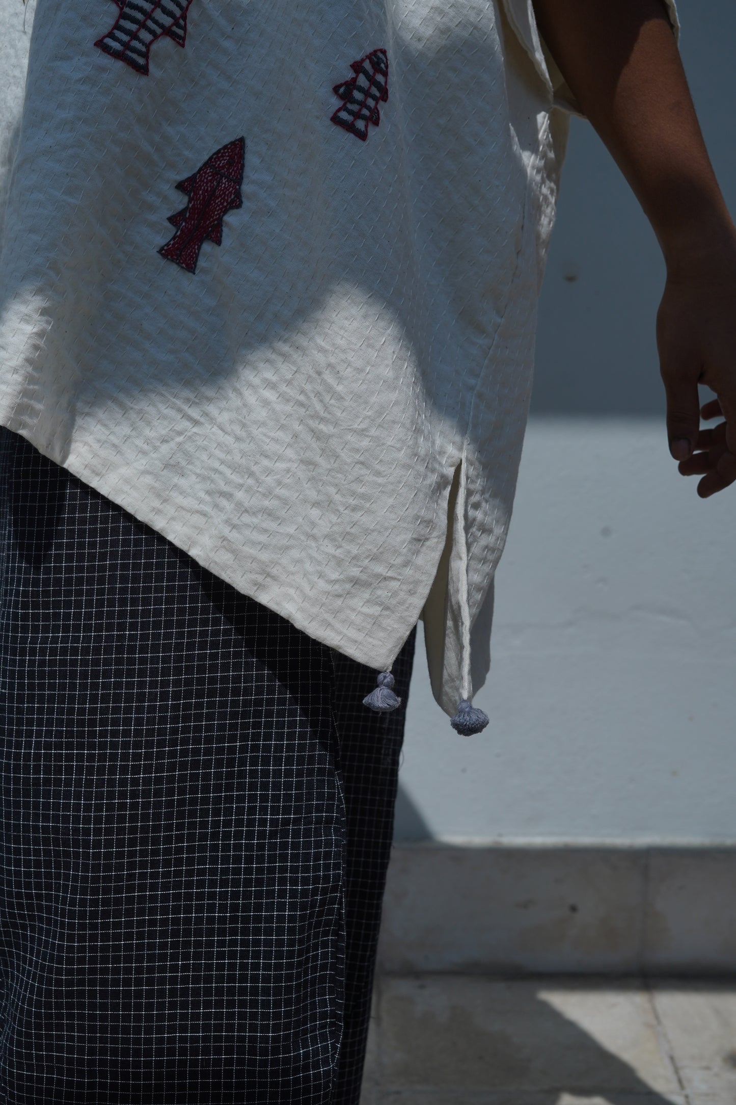 khadi kantha v-neck kimono