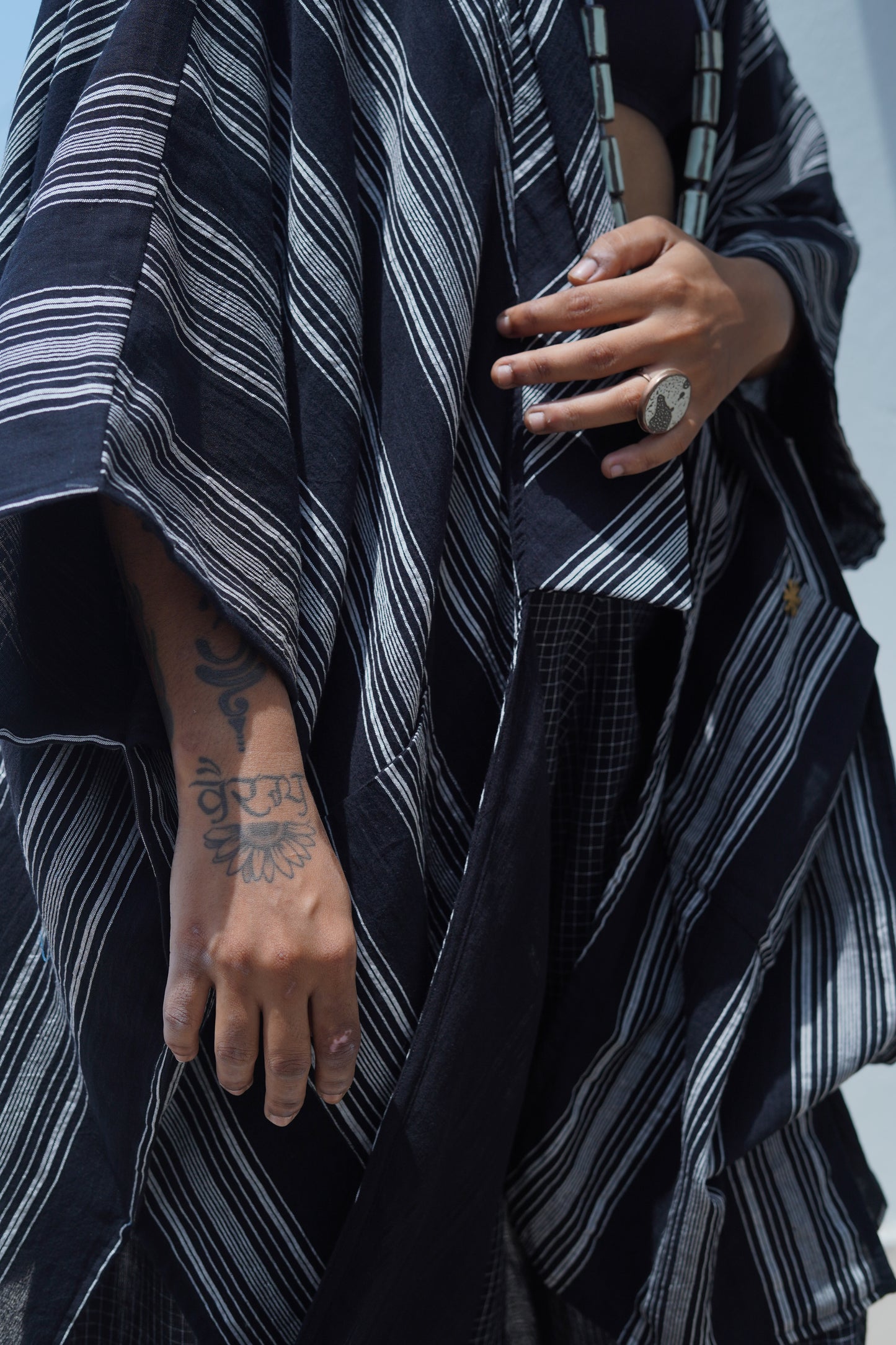 black striped kimono