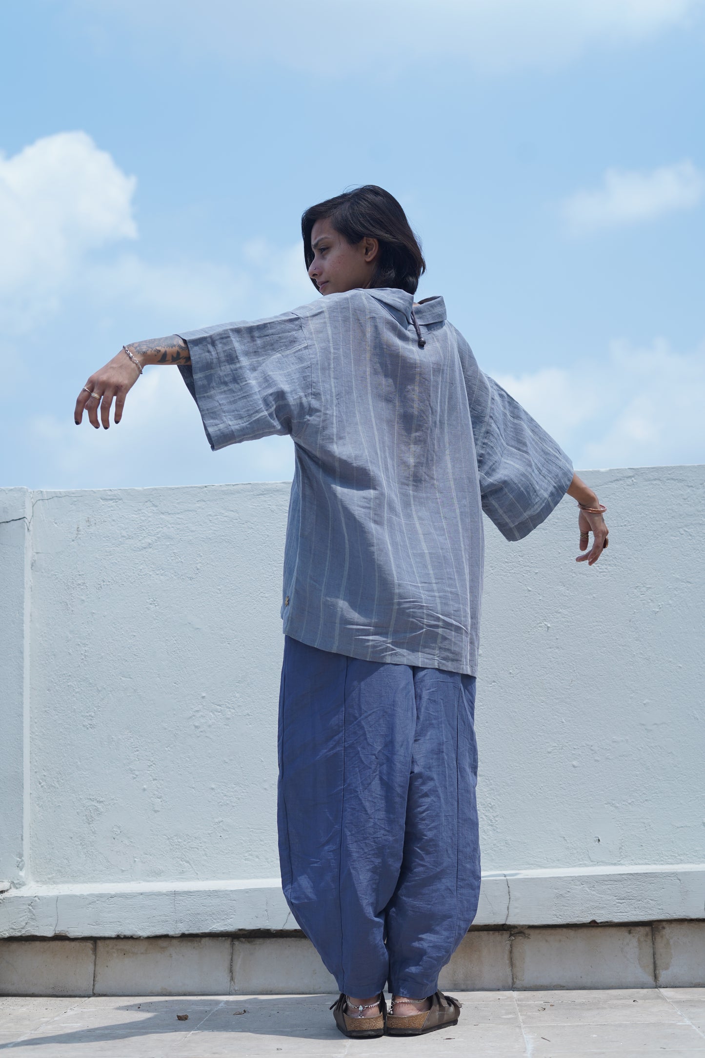 grey linen shirt