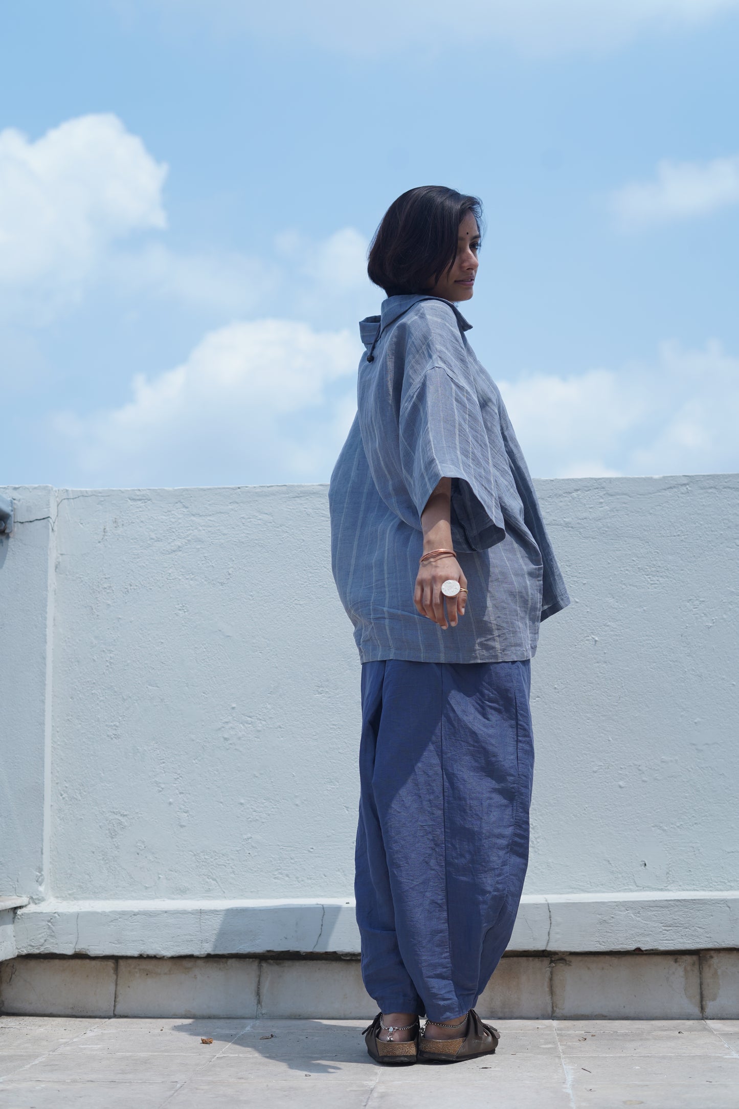 grey linen shirt
