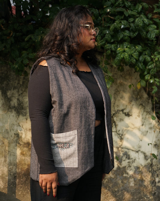 grey patchwork vest
