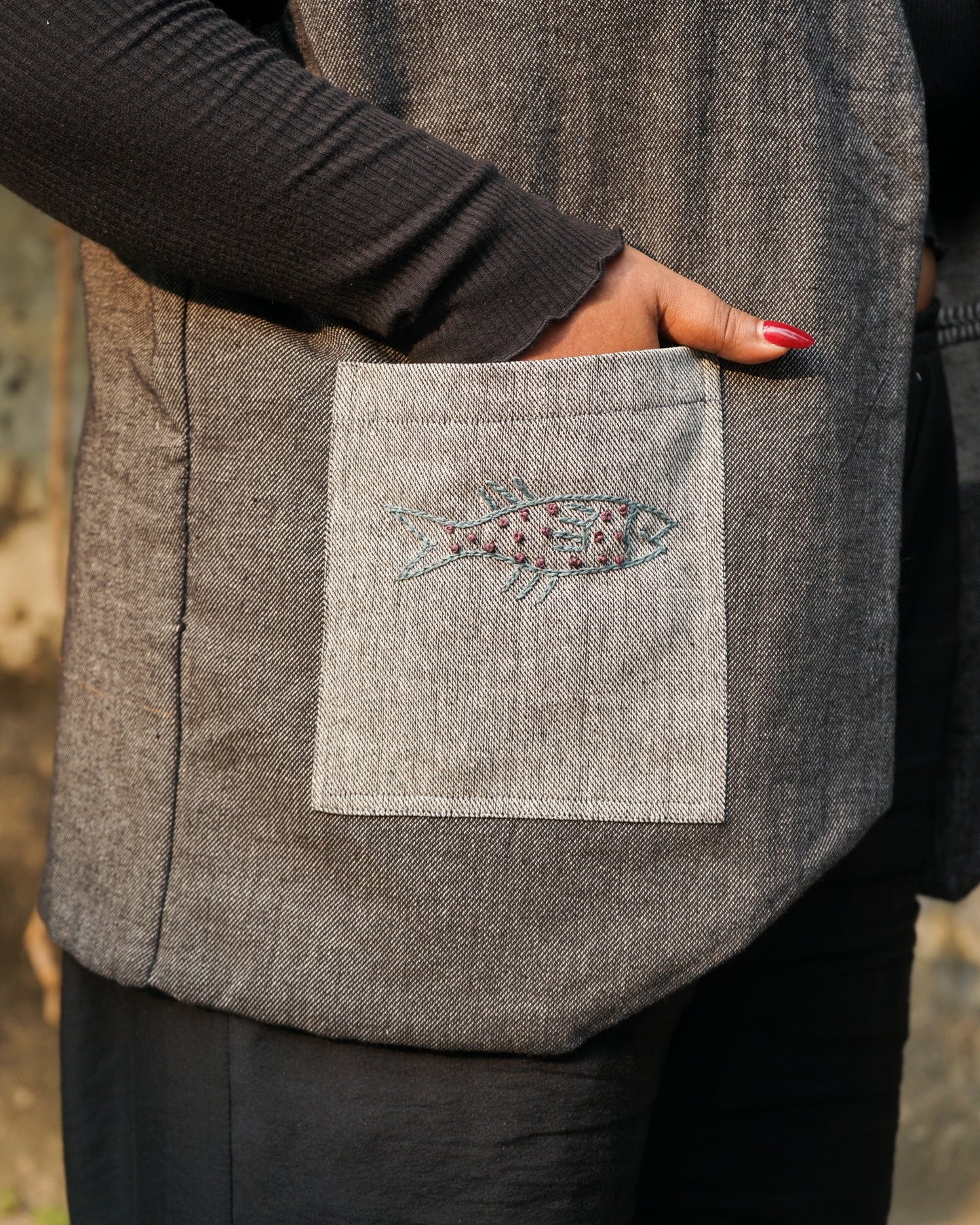 grey patchwork vest