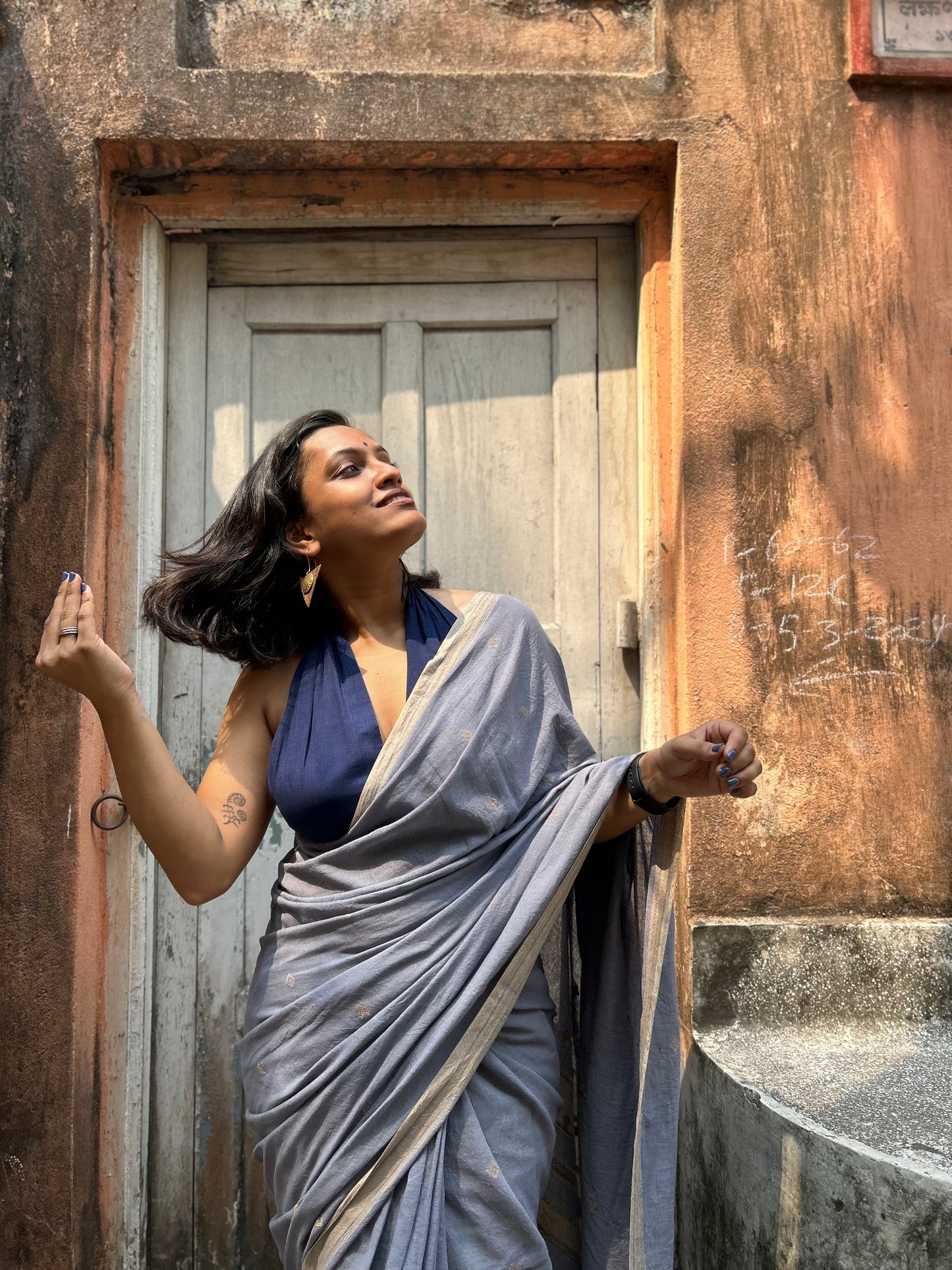 grey bengal bhujodi saree