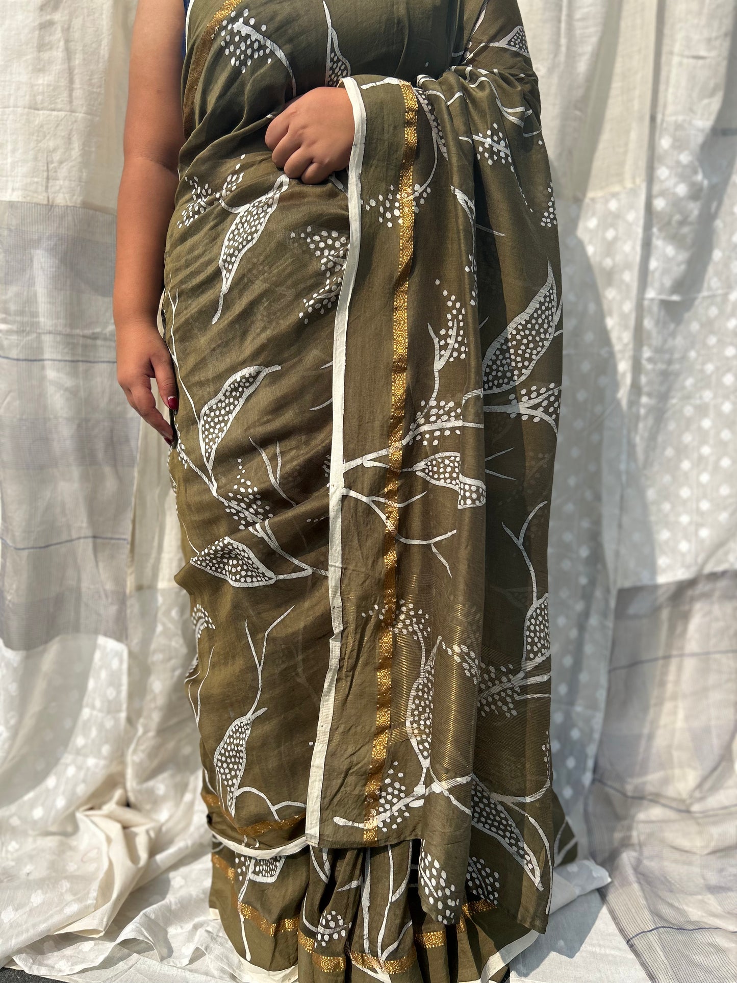 botanical green chanderi saree