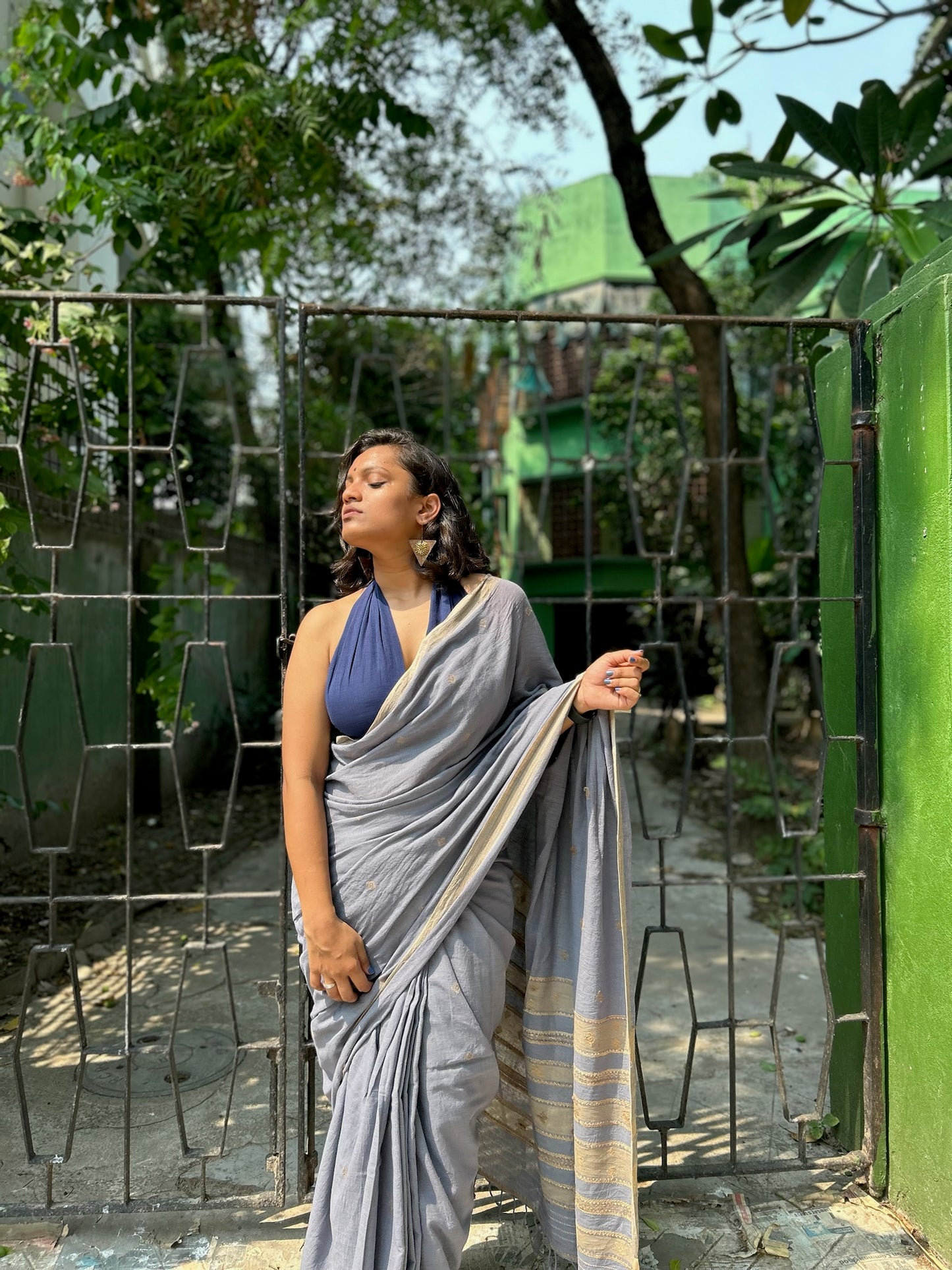 grey bengal bhujodi saree