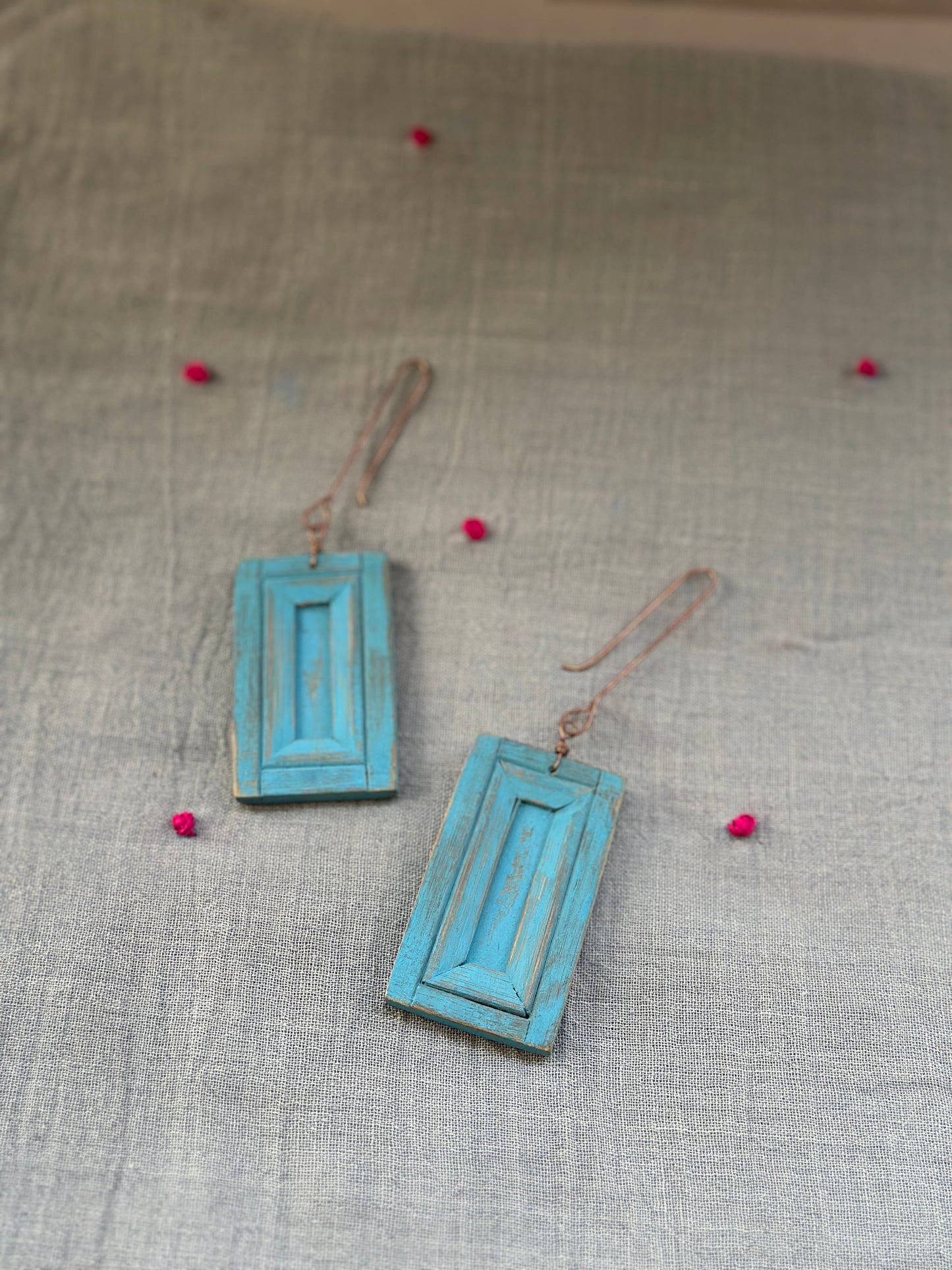 wooden dorja earrings