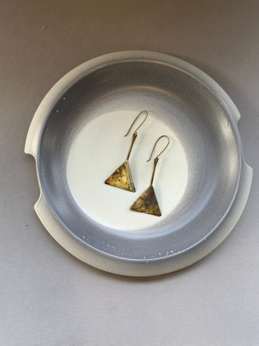 triangle brass earrings