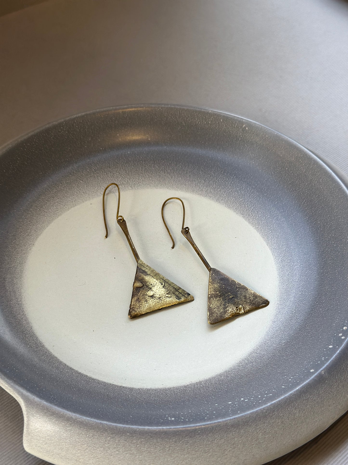 triangle brass earrings