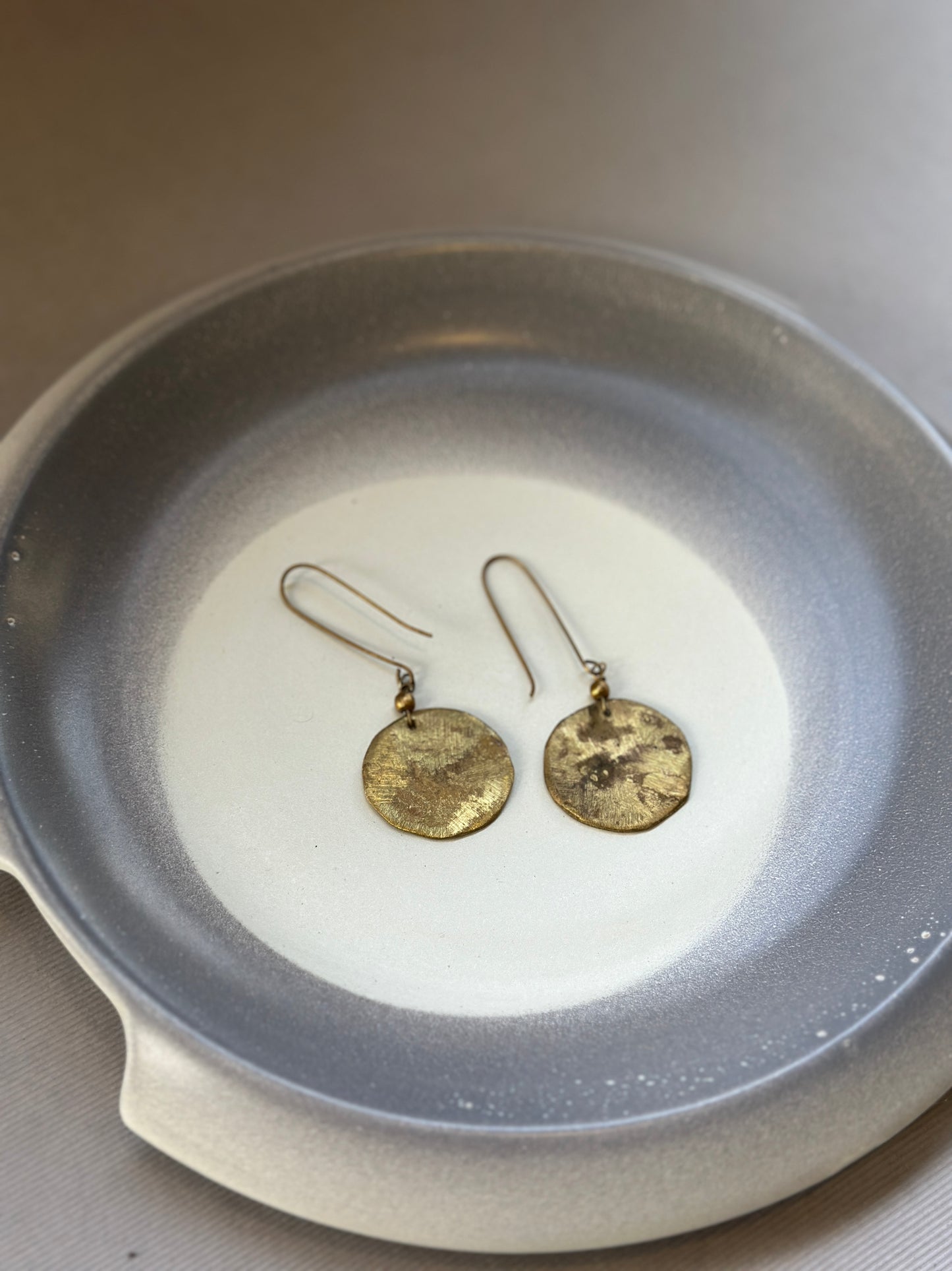 brass circle earrings