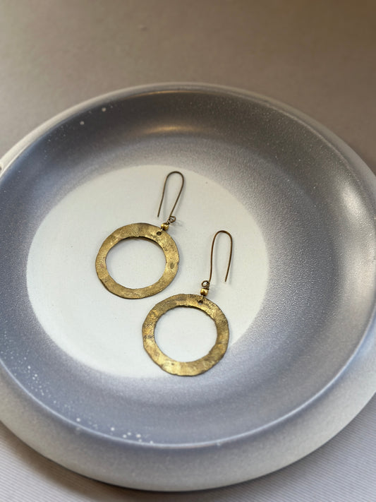brass hollow round earrings