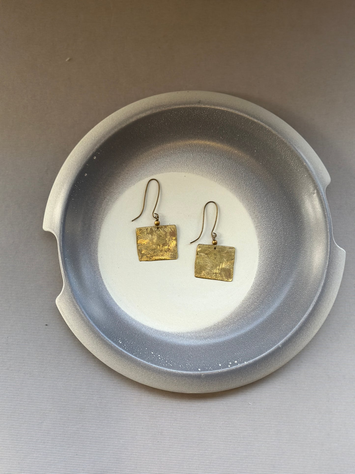 brass square earrings