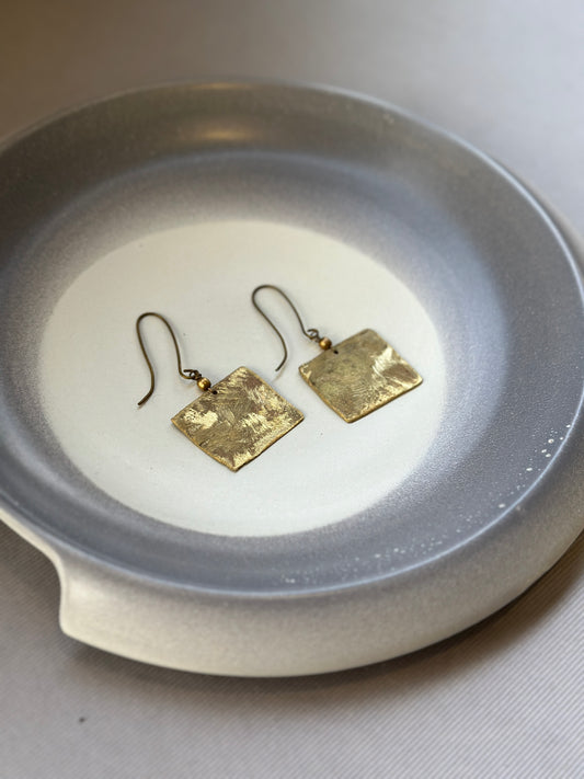 brass square earrings
