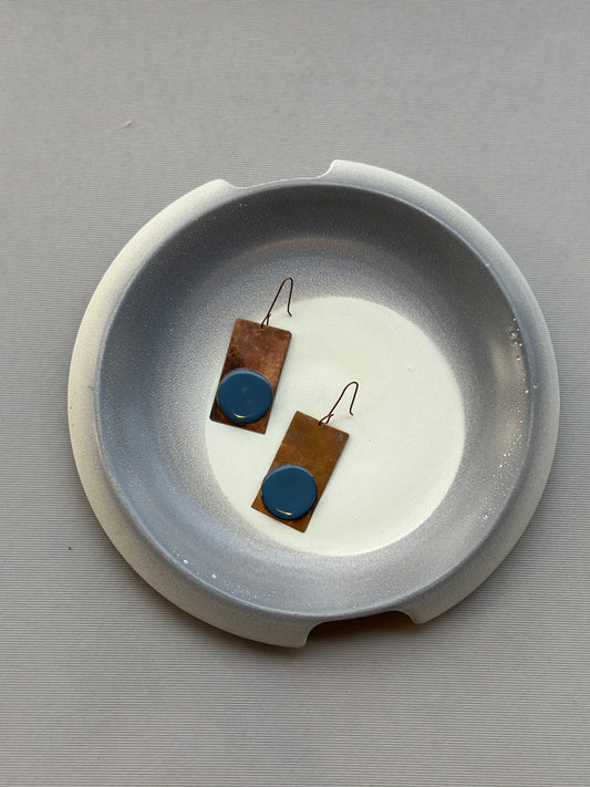 copper cera rectangular earrings