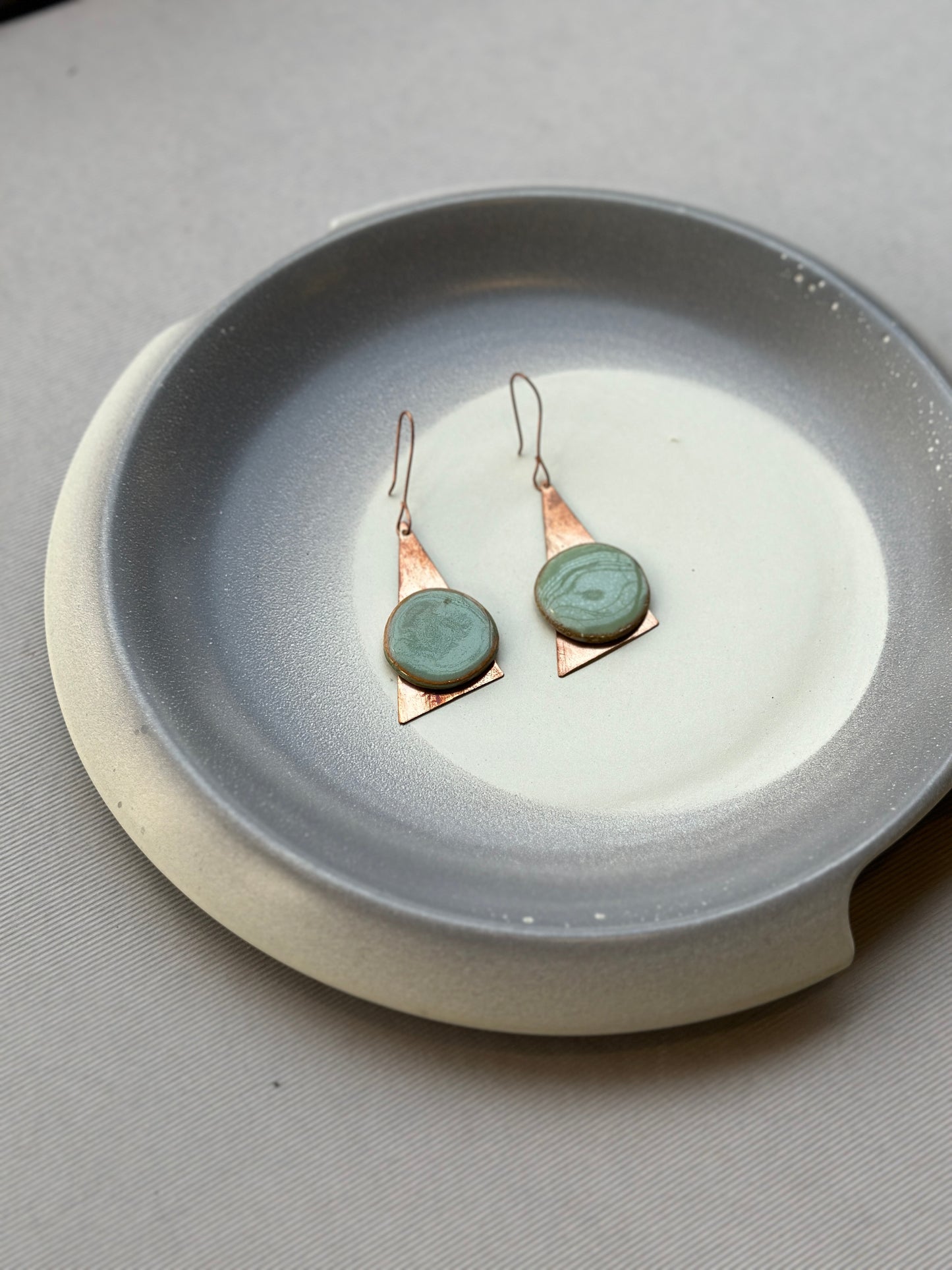 copper cera tri - earrings