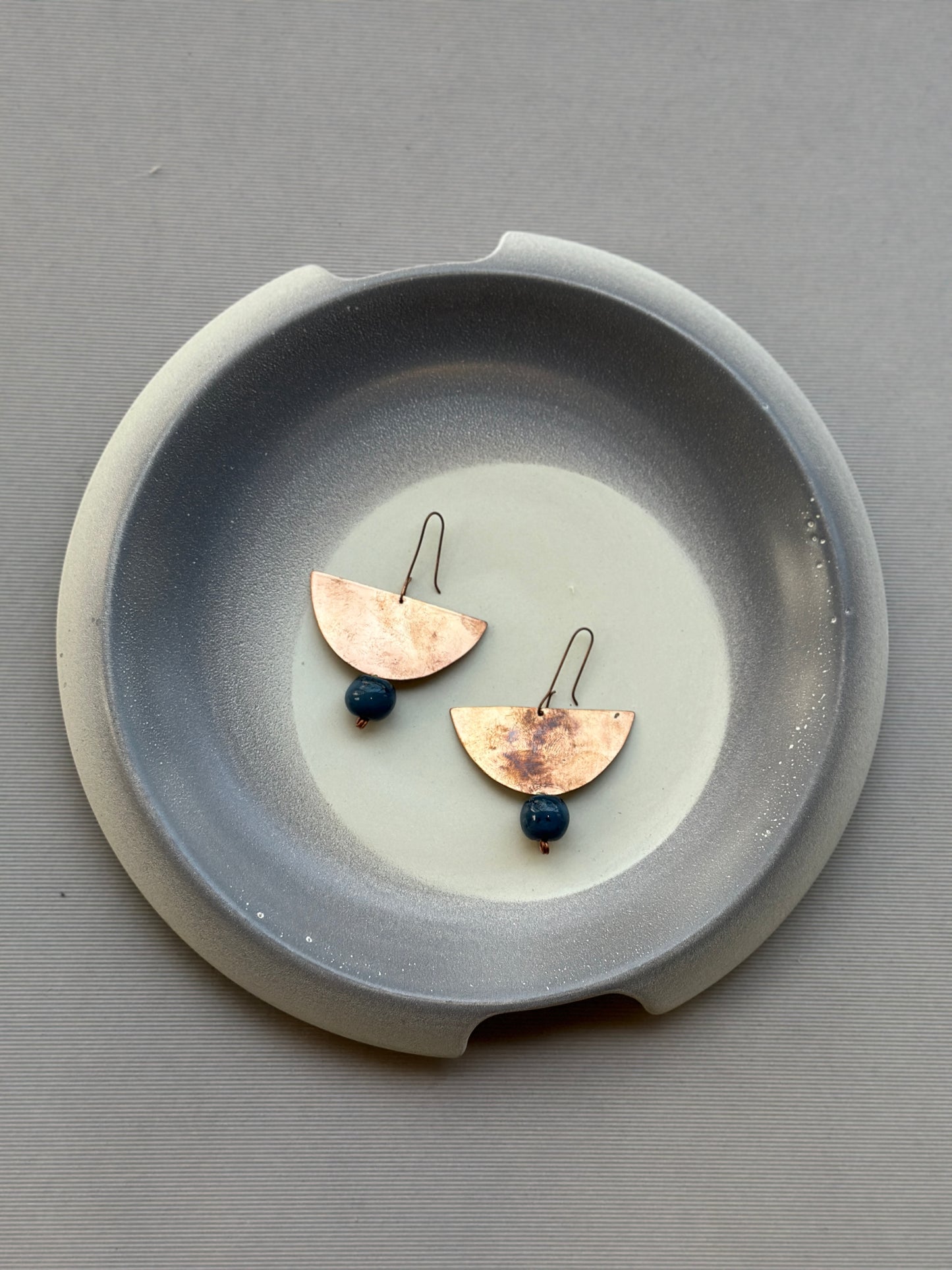 copper cera half moon earrings