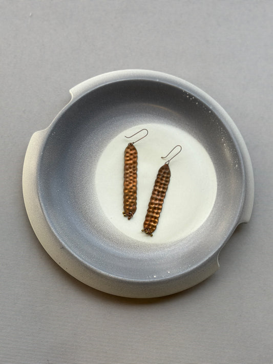 beaten copper flat earrings