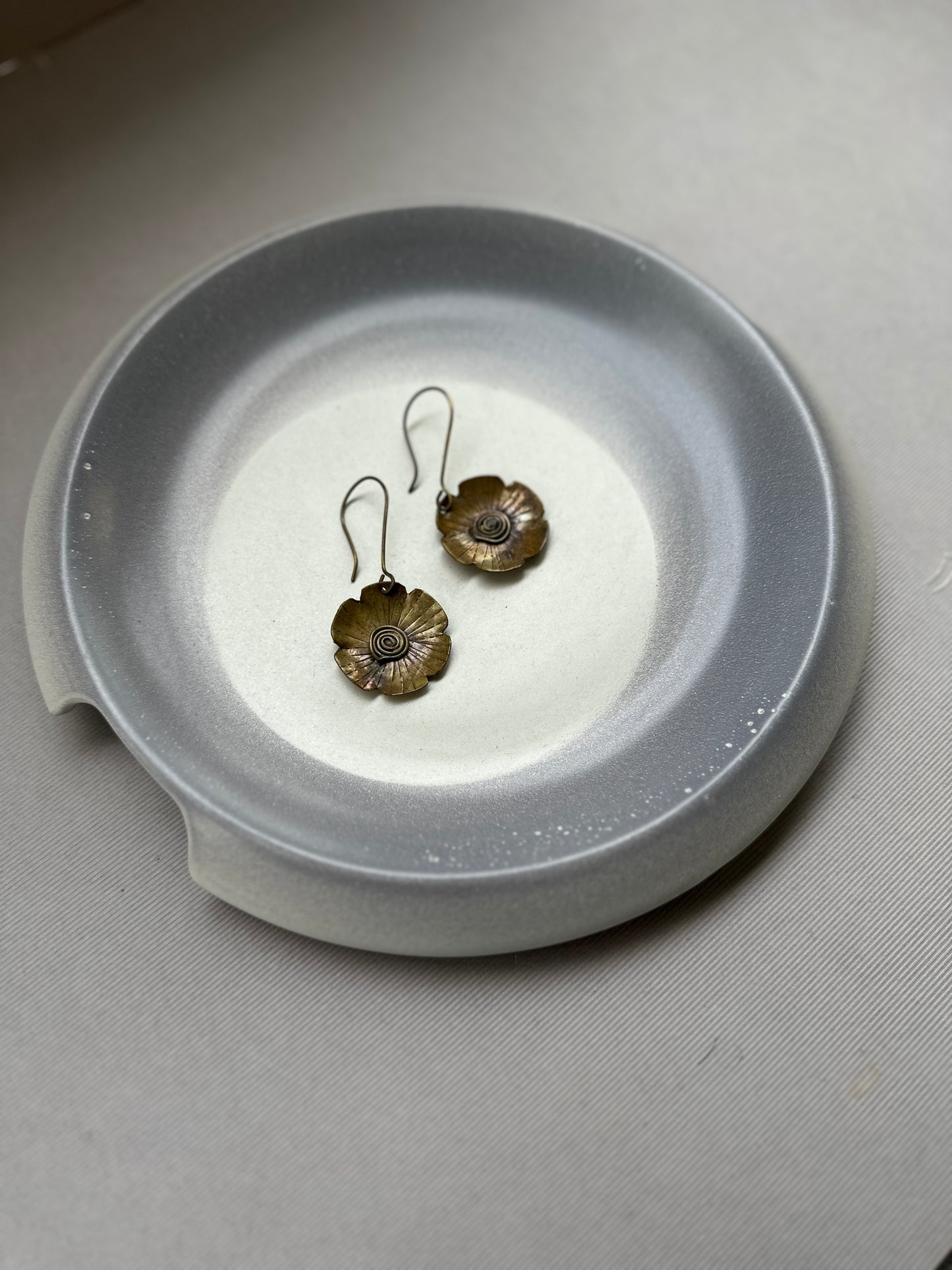 brass flora earrings