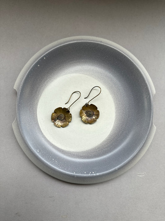 brass flora earrings