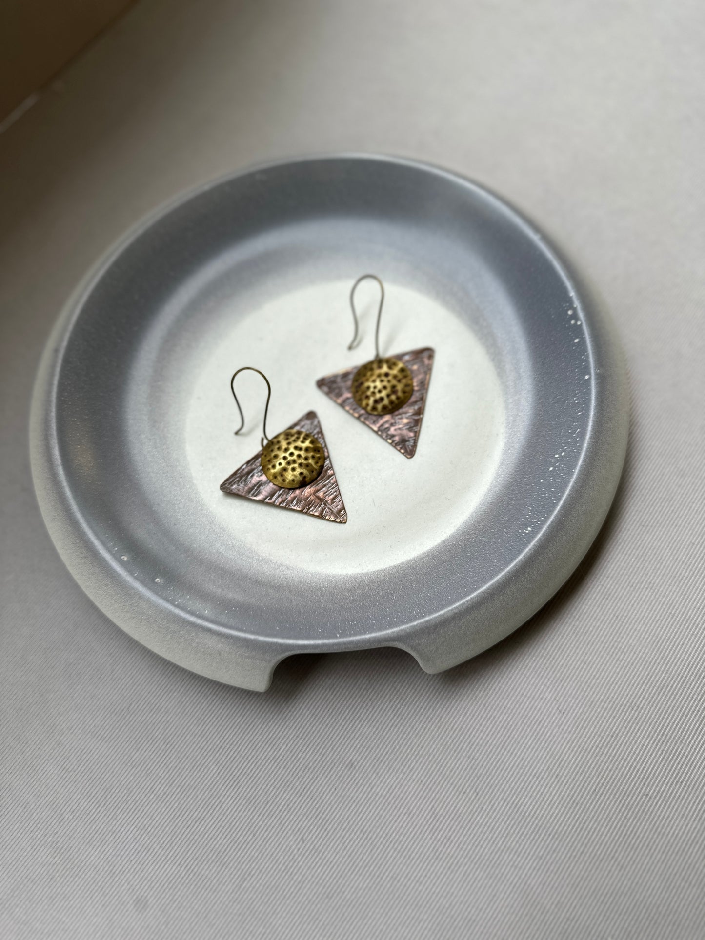 triangular dual tone earrings