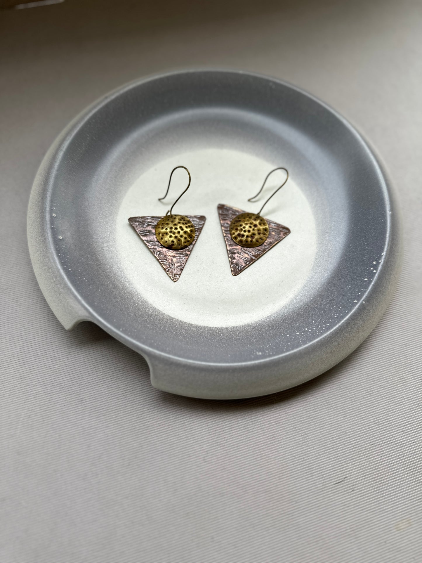 triangular dual tone earrings