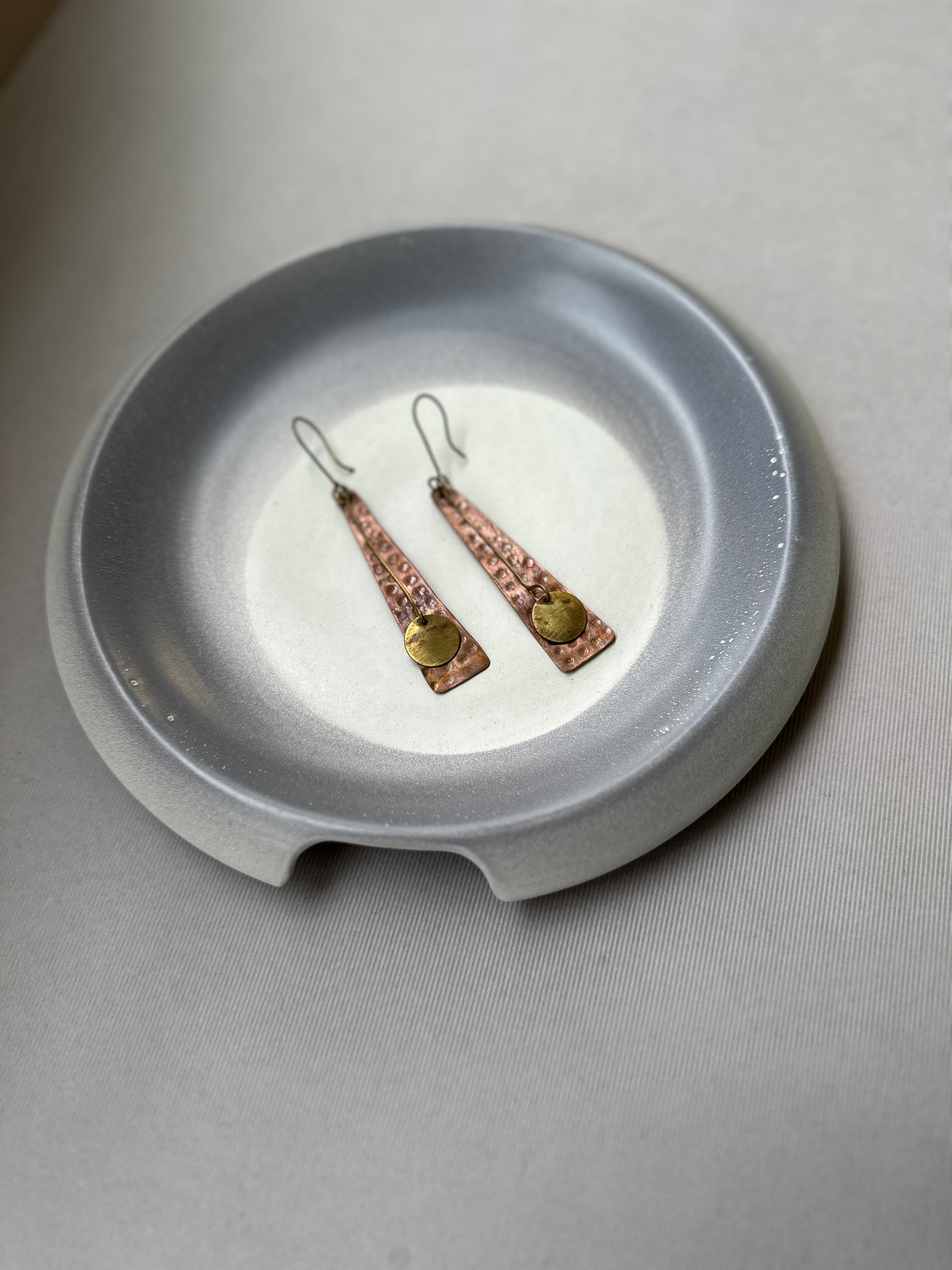 copper long earrings