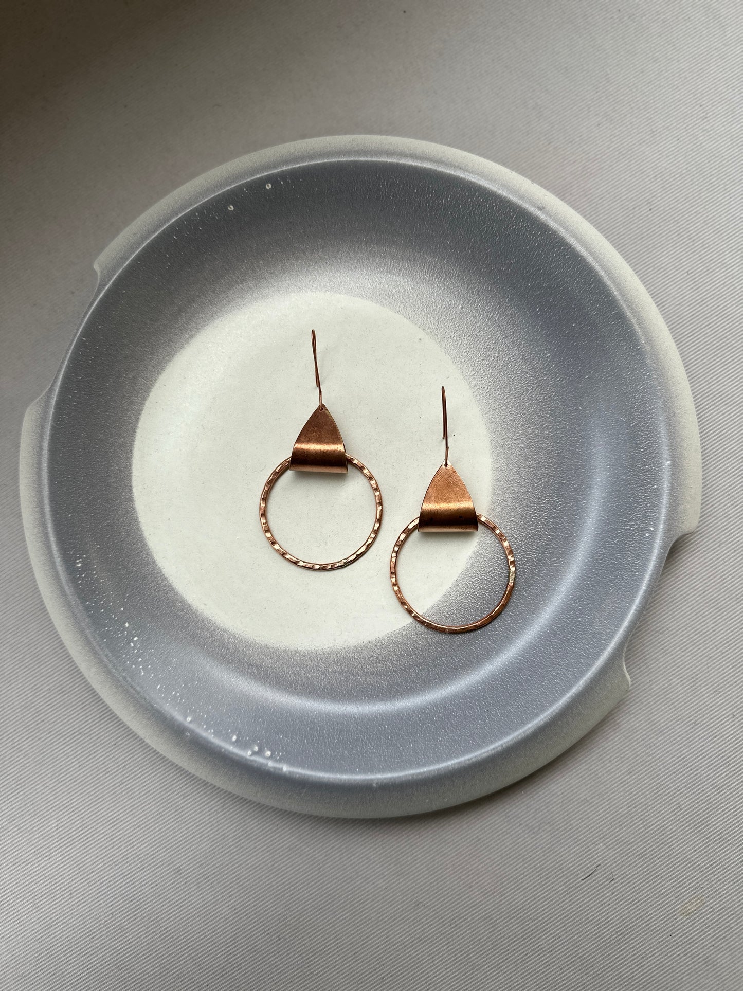 copper round earrings