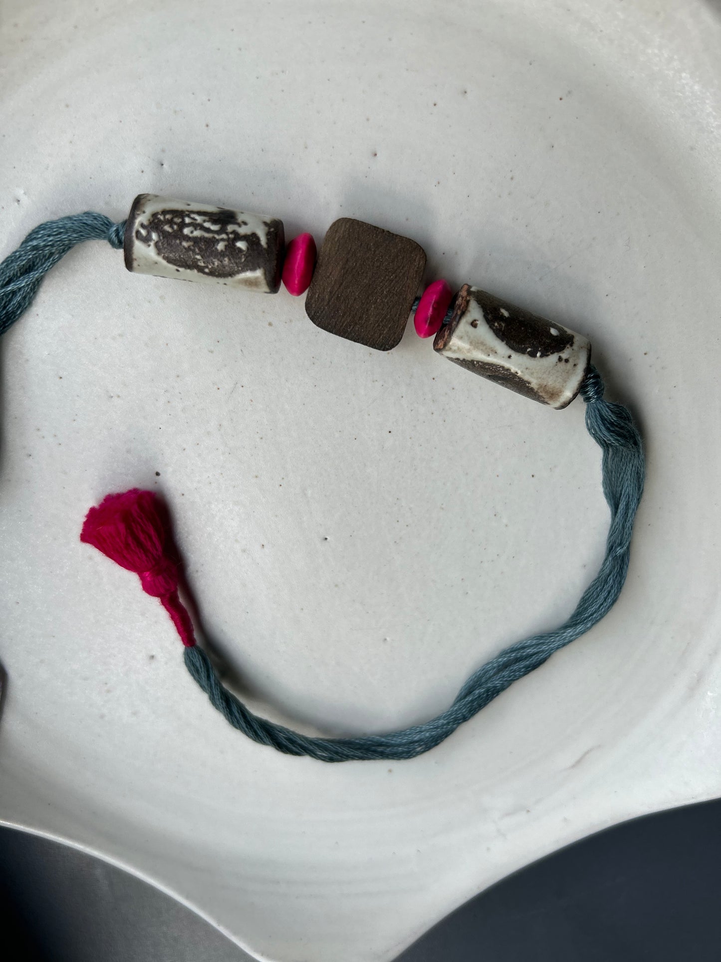 fuchsia fluff bracelet