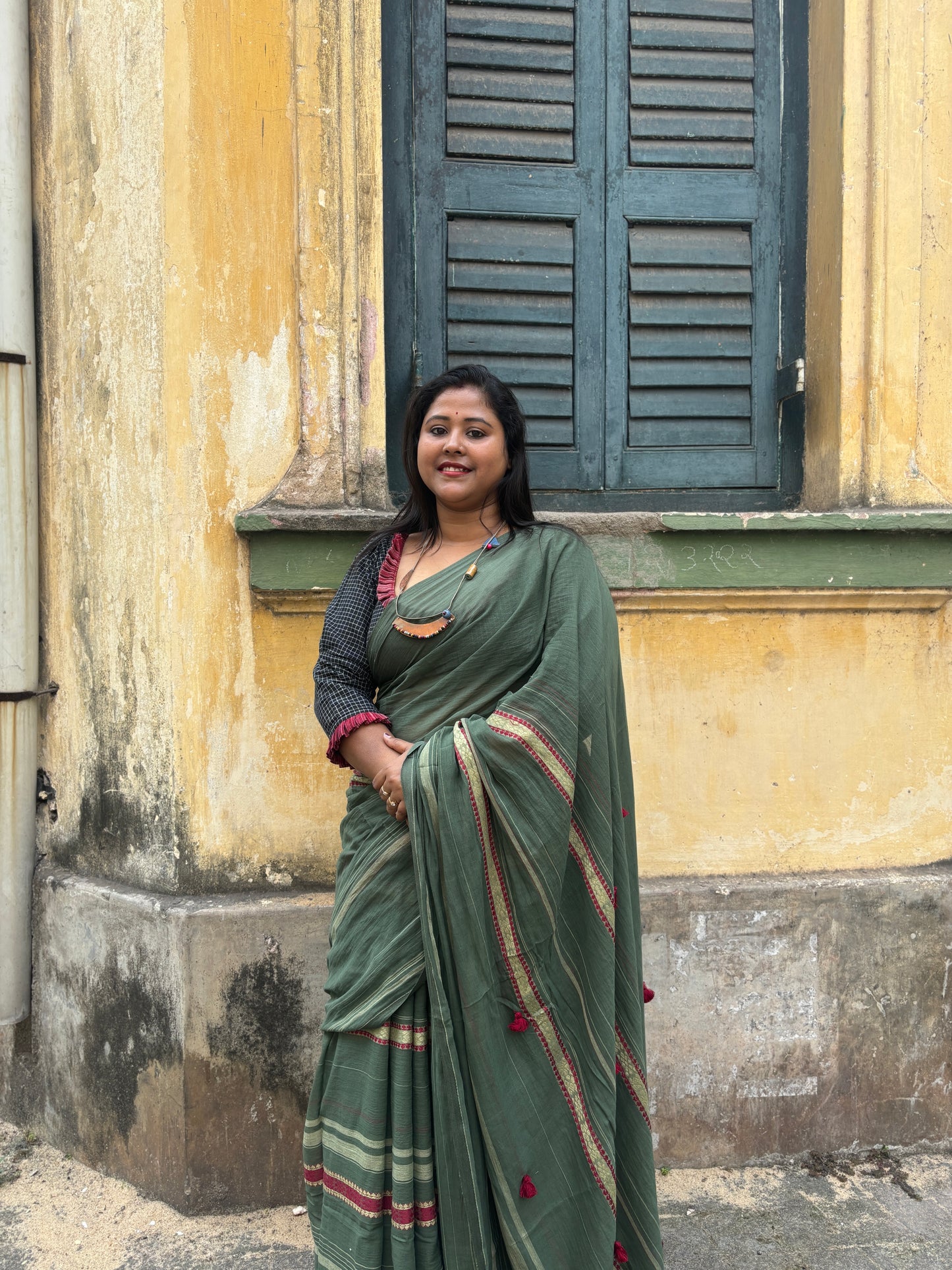 green kodom saree
