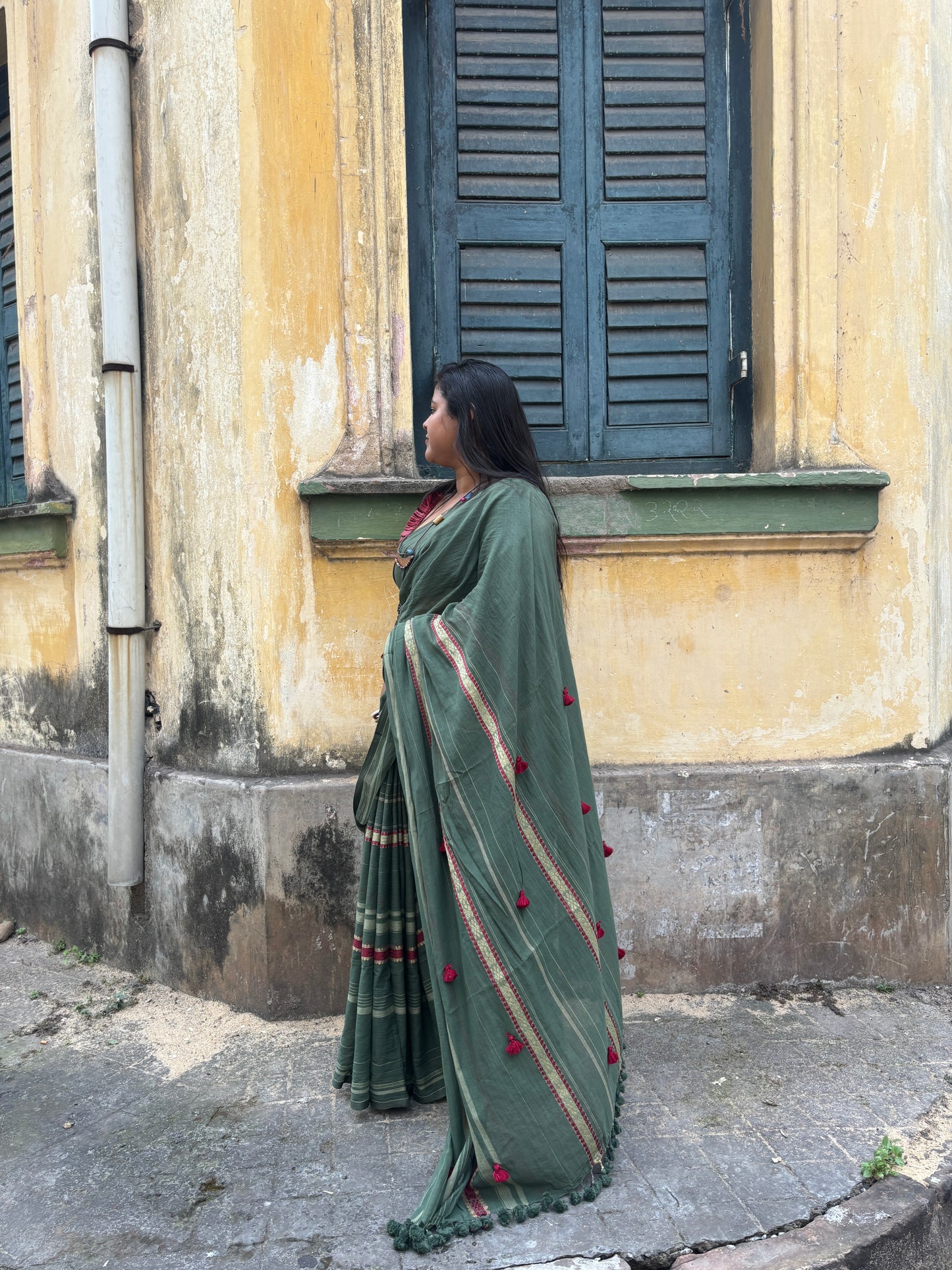 green kodom saree