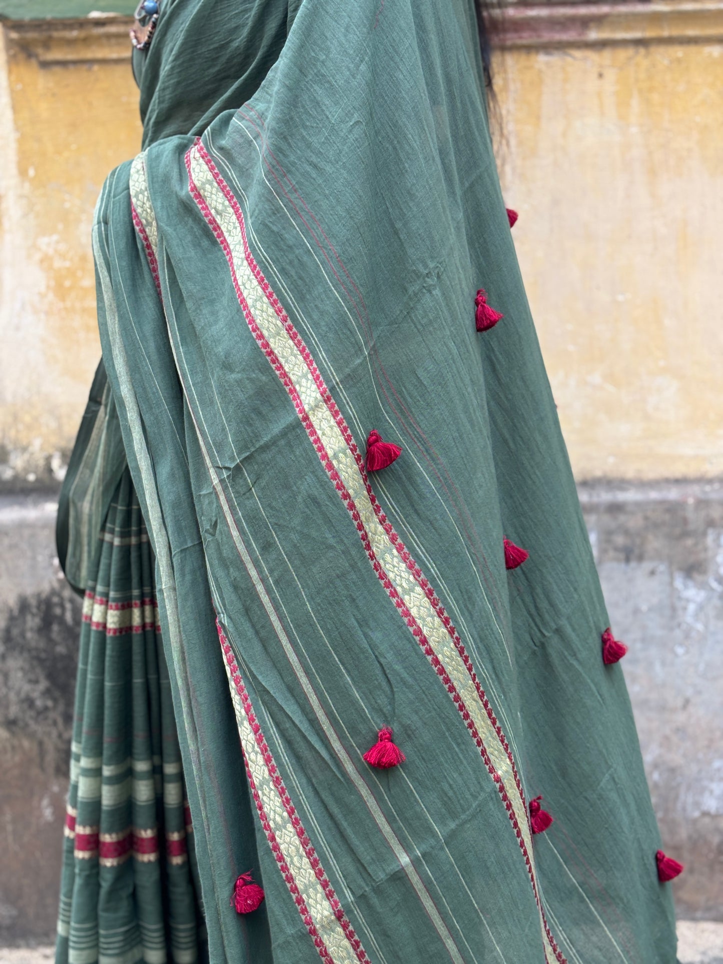 green kodom saree