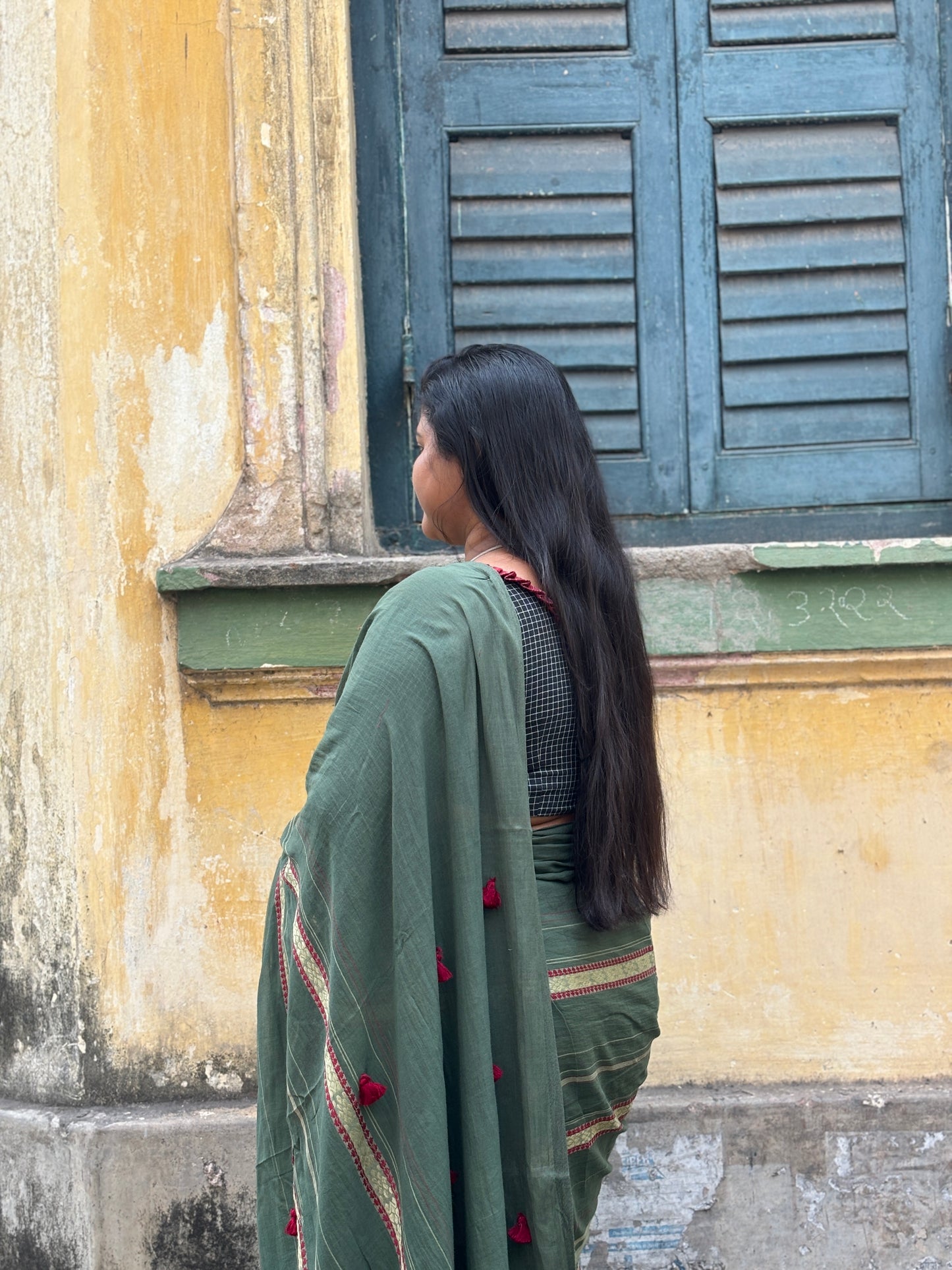 green kodom saree