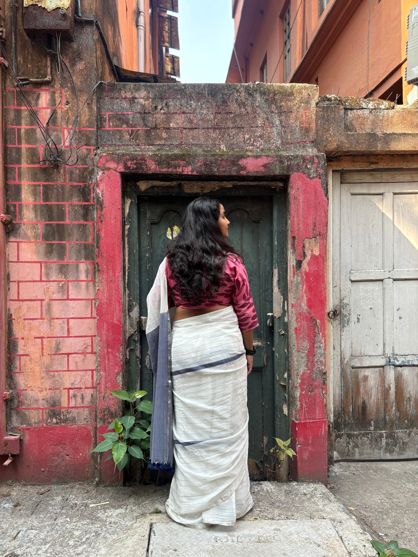 blue zari - kantha saree