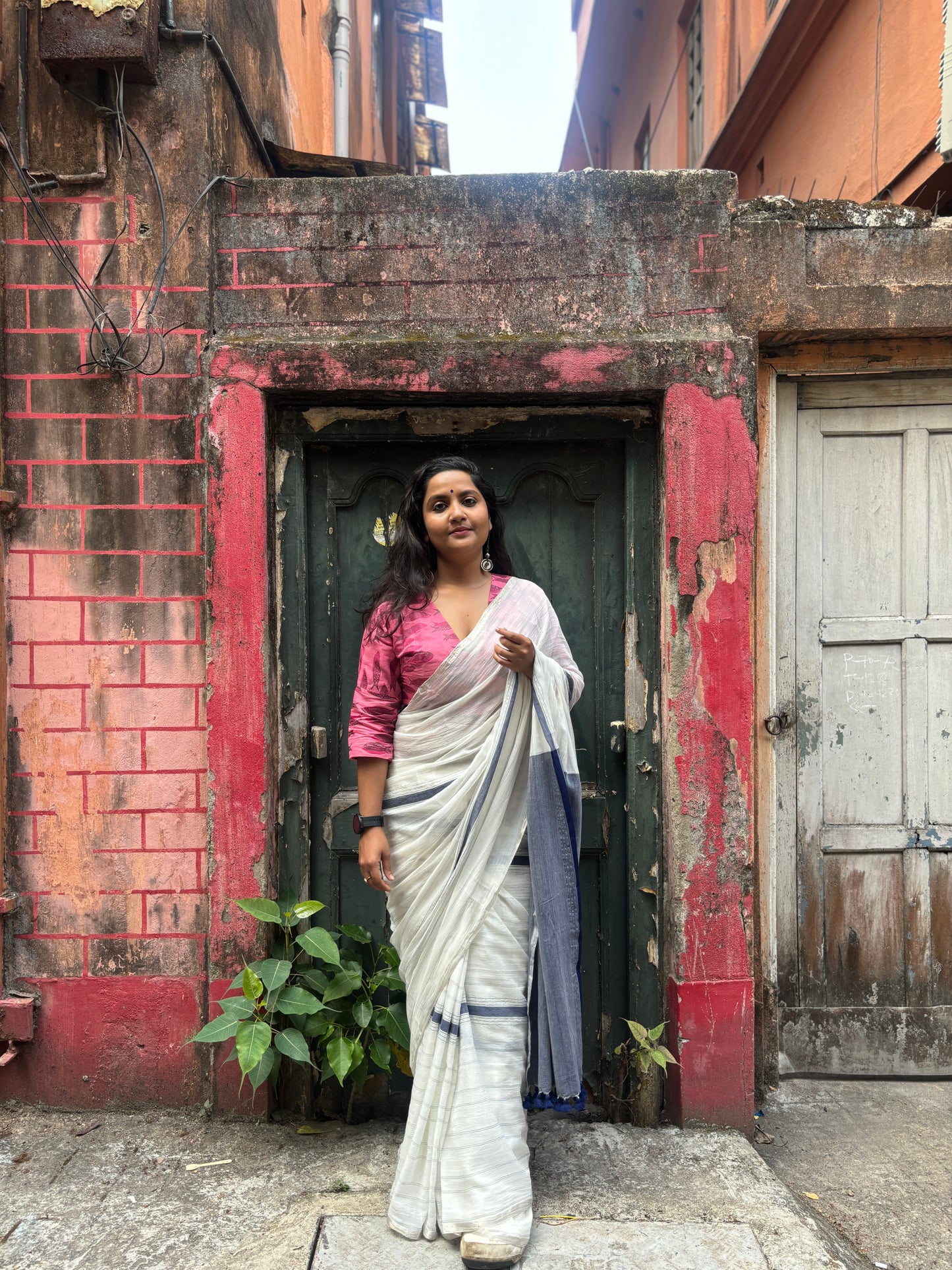 blue zari - kantha saree