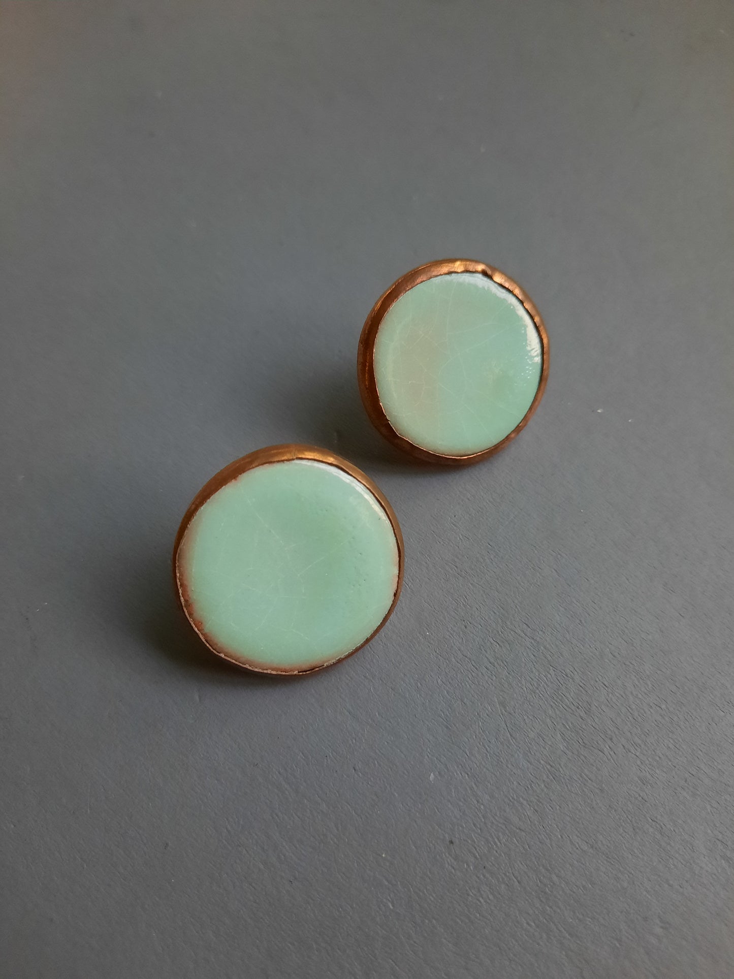 copper cera stud earrings