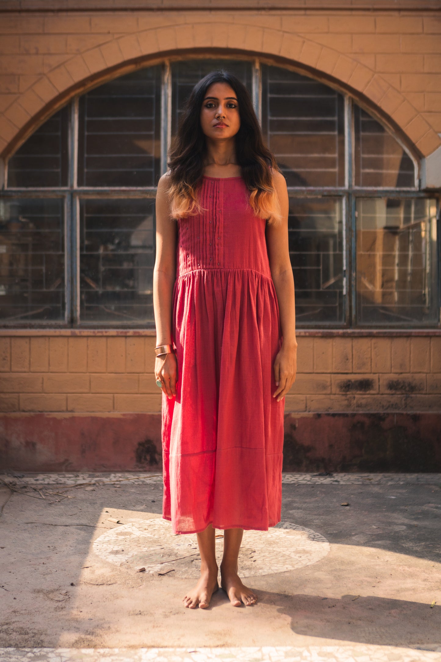 coral chandni dress